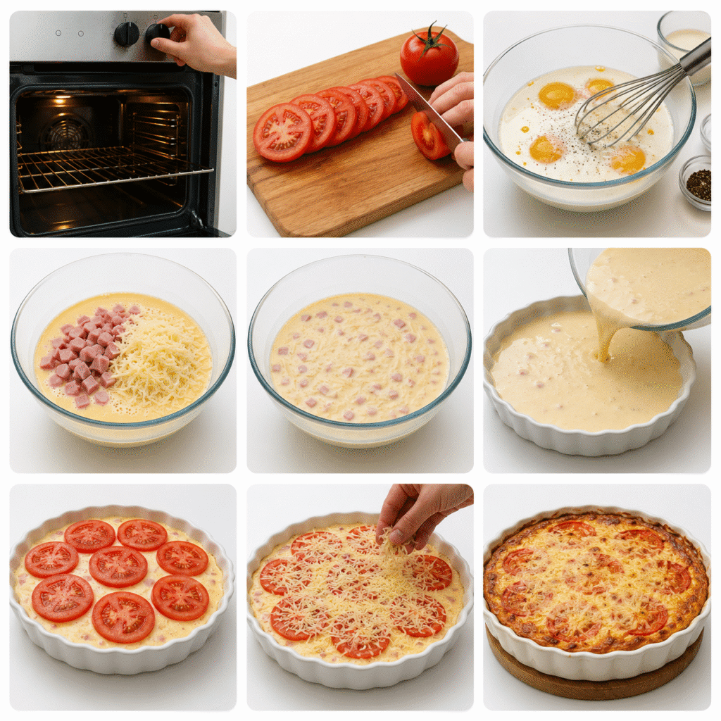 Quiche sans pâte jambon et tomates 3 Quiche sans pâte jambon et tomates