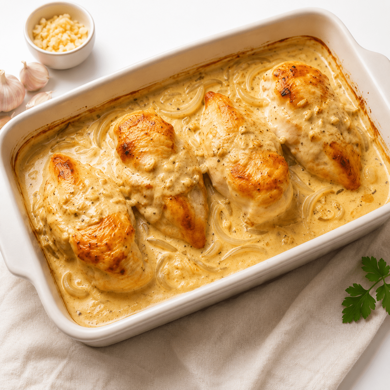 Poulet au four sauce crème et ail : la recette ultra réconfortante et facile à réussir