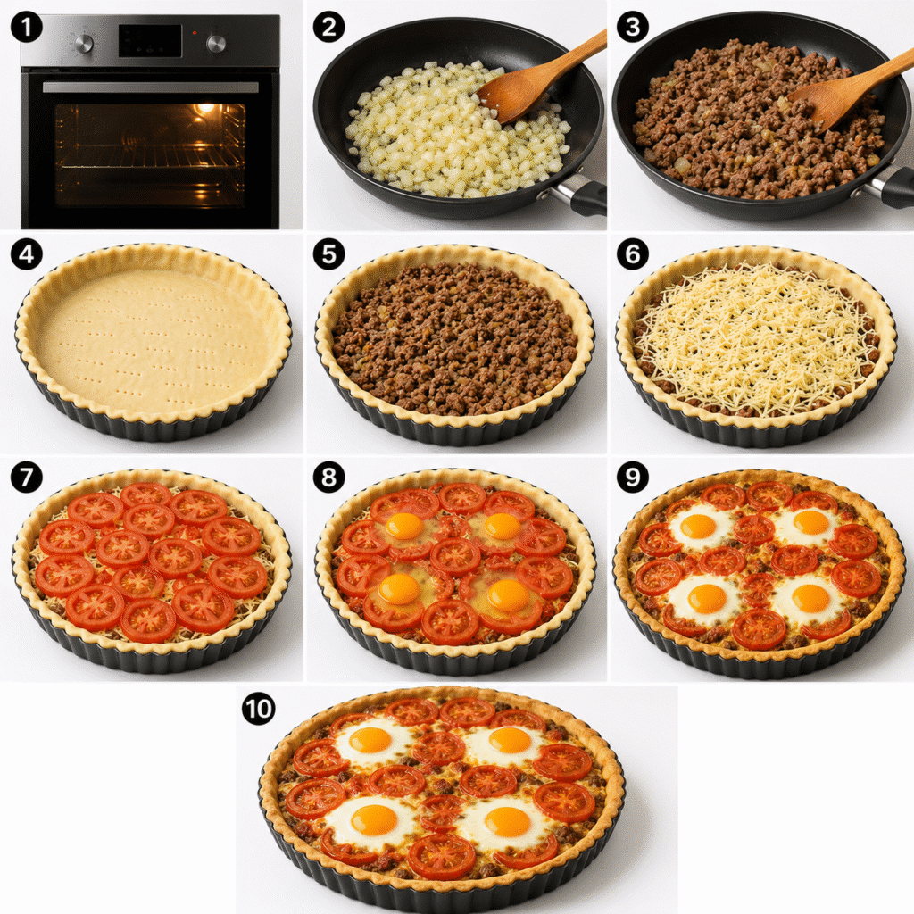 Tarte à la viande hachée aux œufs