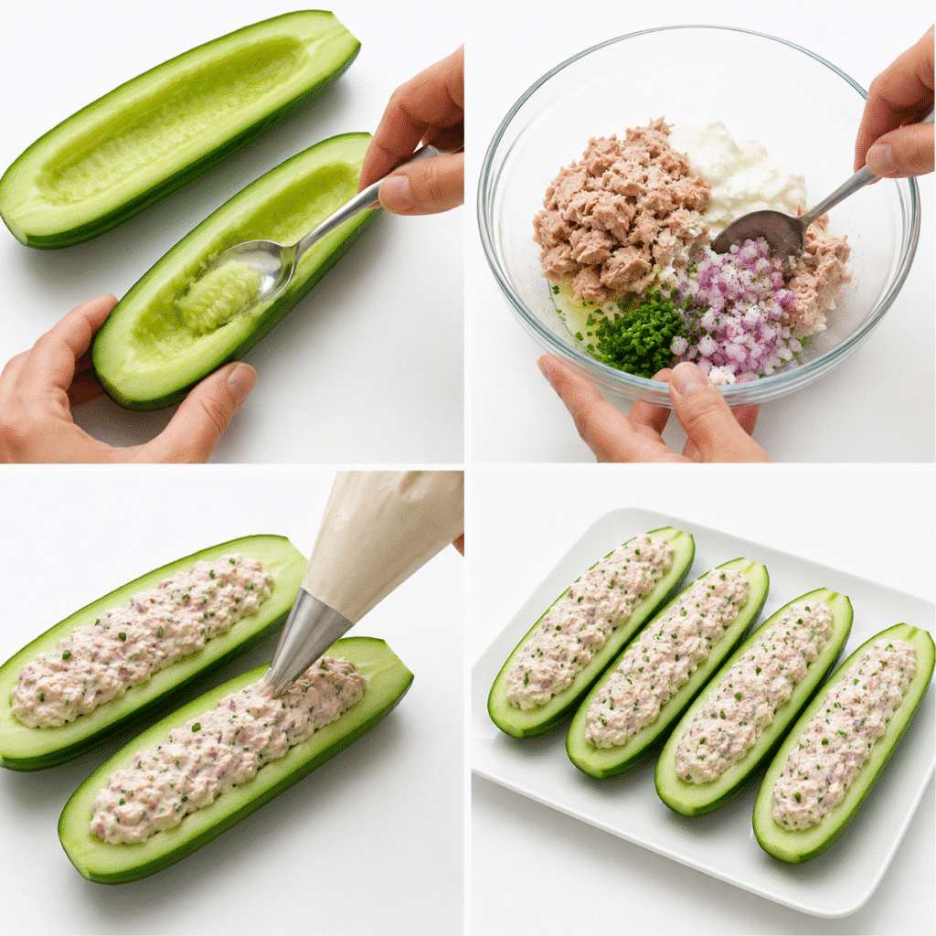 Concombres Farcis au Thon Frais