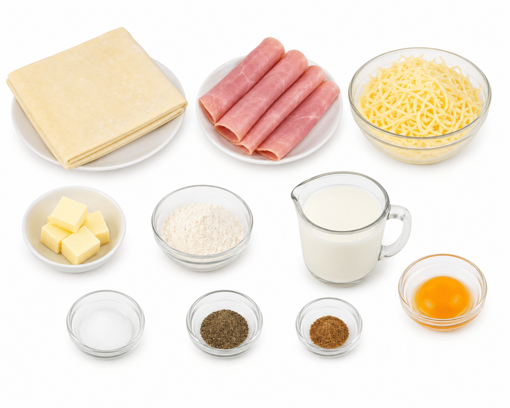 Tresse Feuilletée au Jambon, Fromage et Béchamel