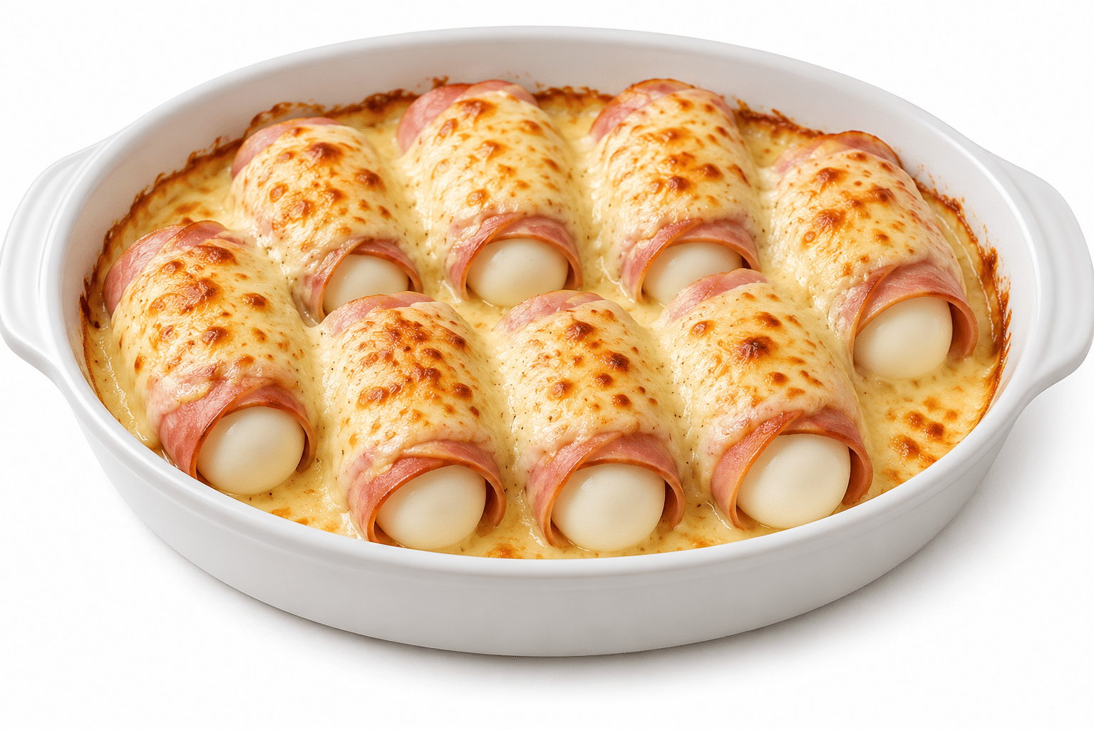 Home 3 Œufs roulés au jambon gratinés