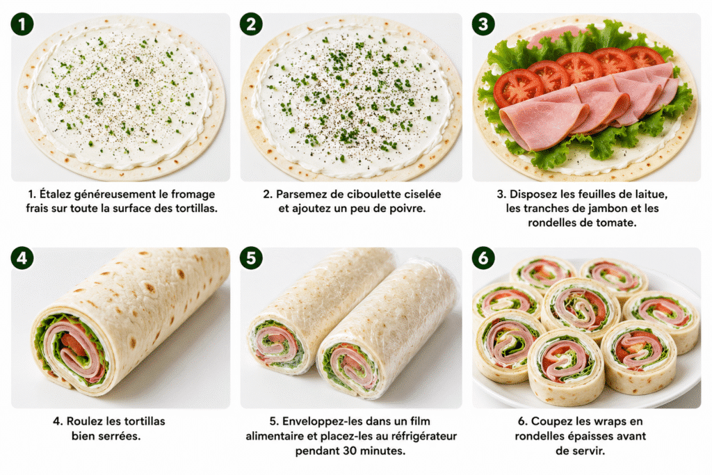 Wraps Roulés au Jambon et Fromage Frais