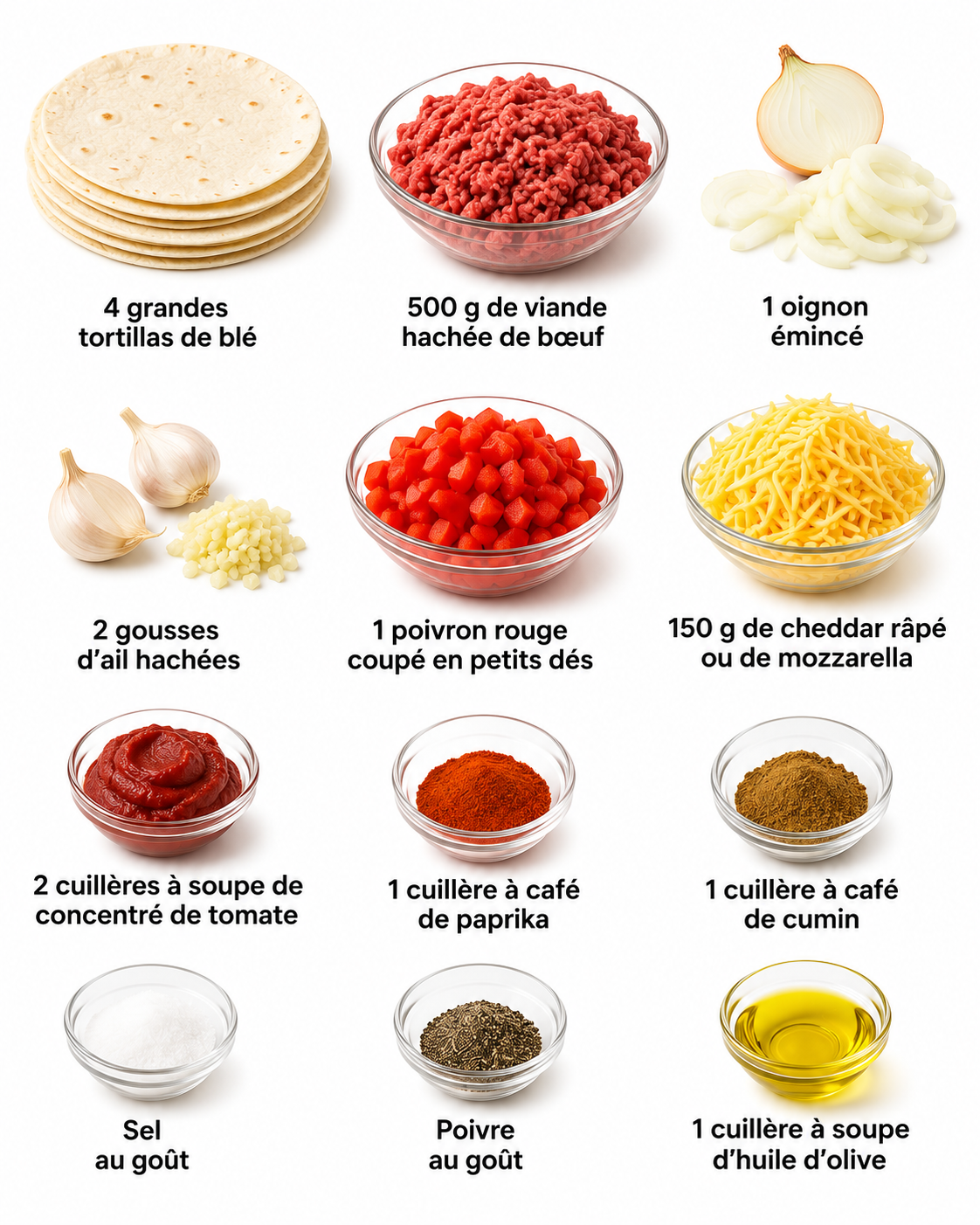 Burritos à la viande hachée avec un cœur de fromage fondant 2 Burritos à la viande hachée avec un cœur de fromage fondant