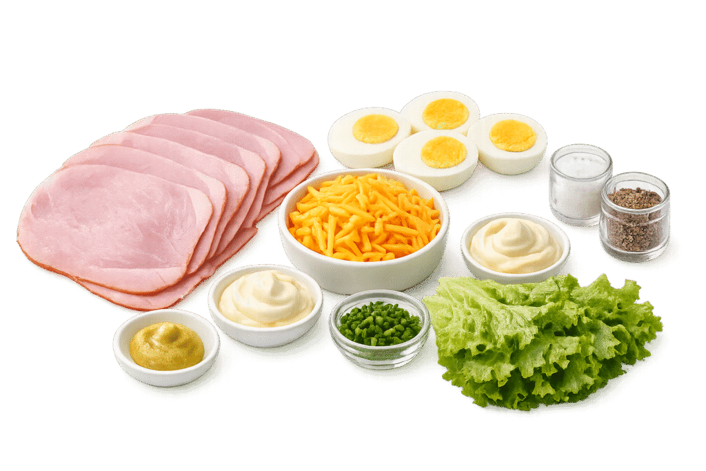 Roulés de jambon aux œufs mimosa et cheddar