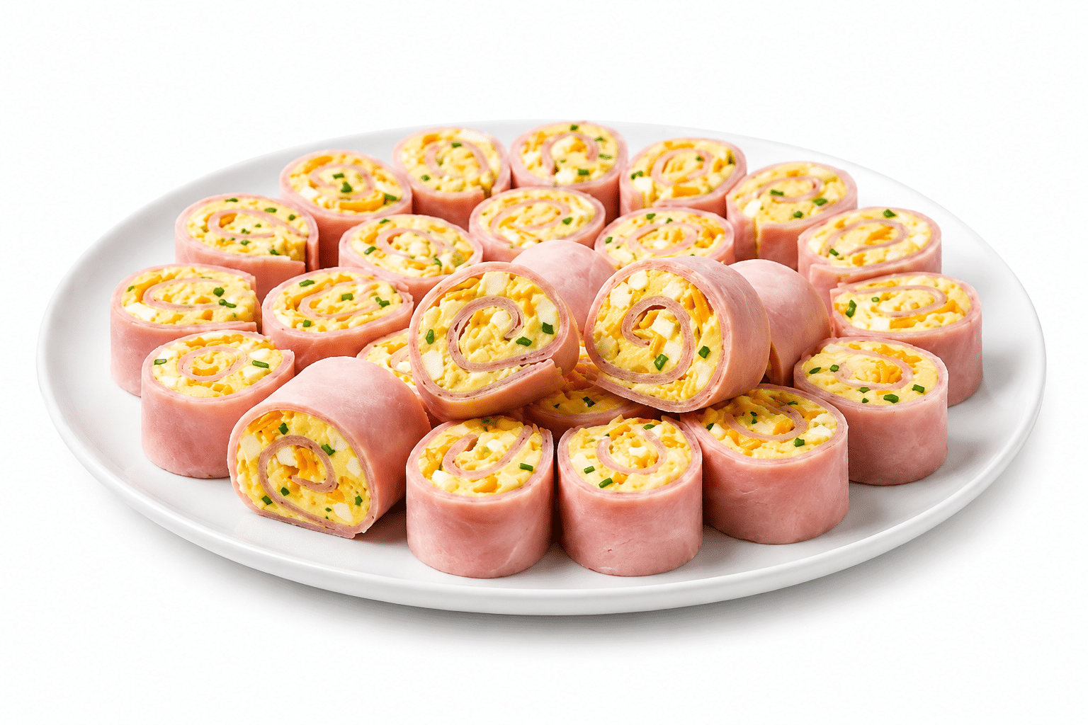 Roulés de jambon aux œufs mimosa et cheddar