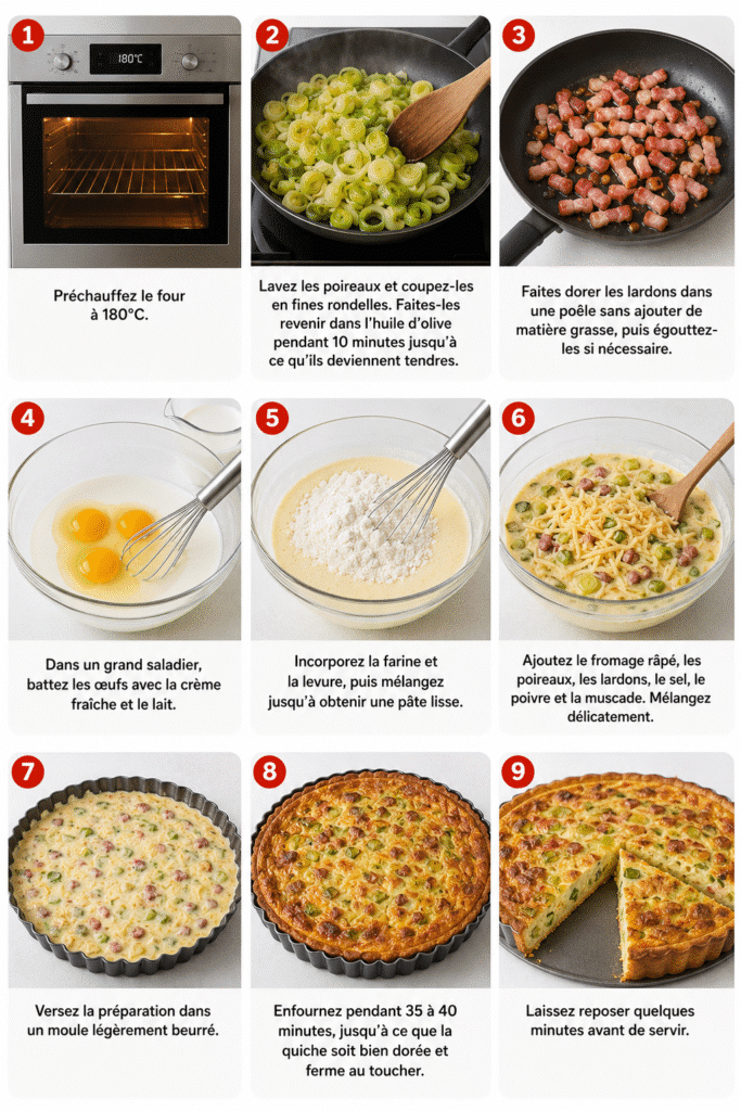 Quiche sans pâte aux poireaux et lardons 3 Quiche sans pâte aux poireaux et lardons