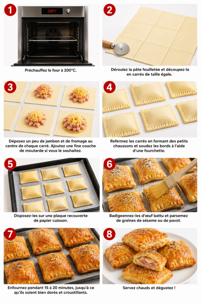Bouchées de pâte feuilletée au jambon
