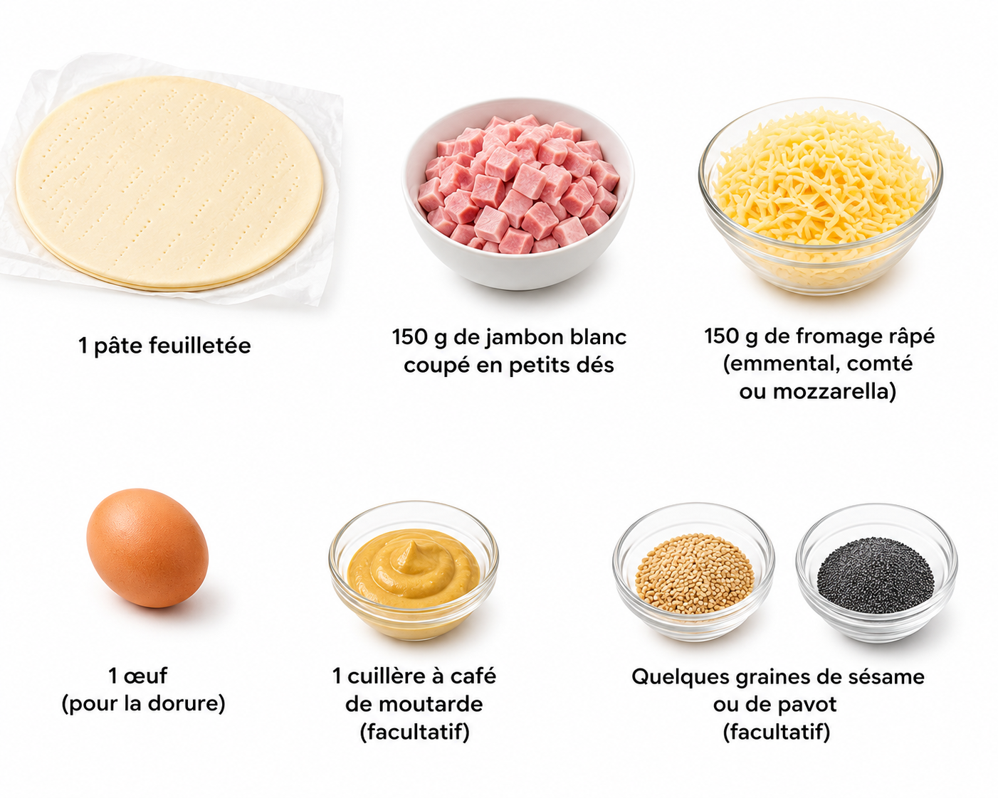 Bouchées de pâte feuilletée au jambon