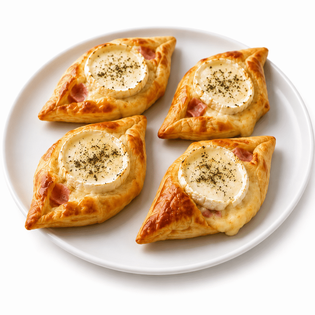 Feuilletés jambon-chèvre en chaussons, moutarde et herbes : croustillants, gourmands et irrésistibles 4 Feuilletés jambon
