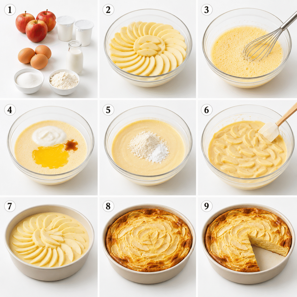 Flan aux pommes et yaourt : léger, fondant et délicieusement doux 3 flan aux pommes et yaourt
