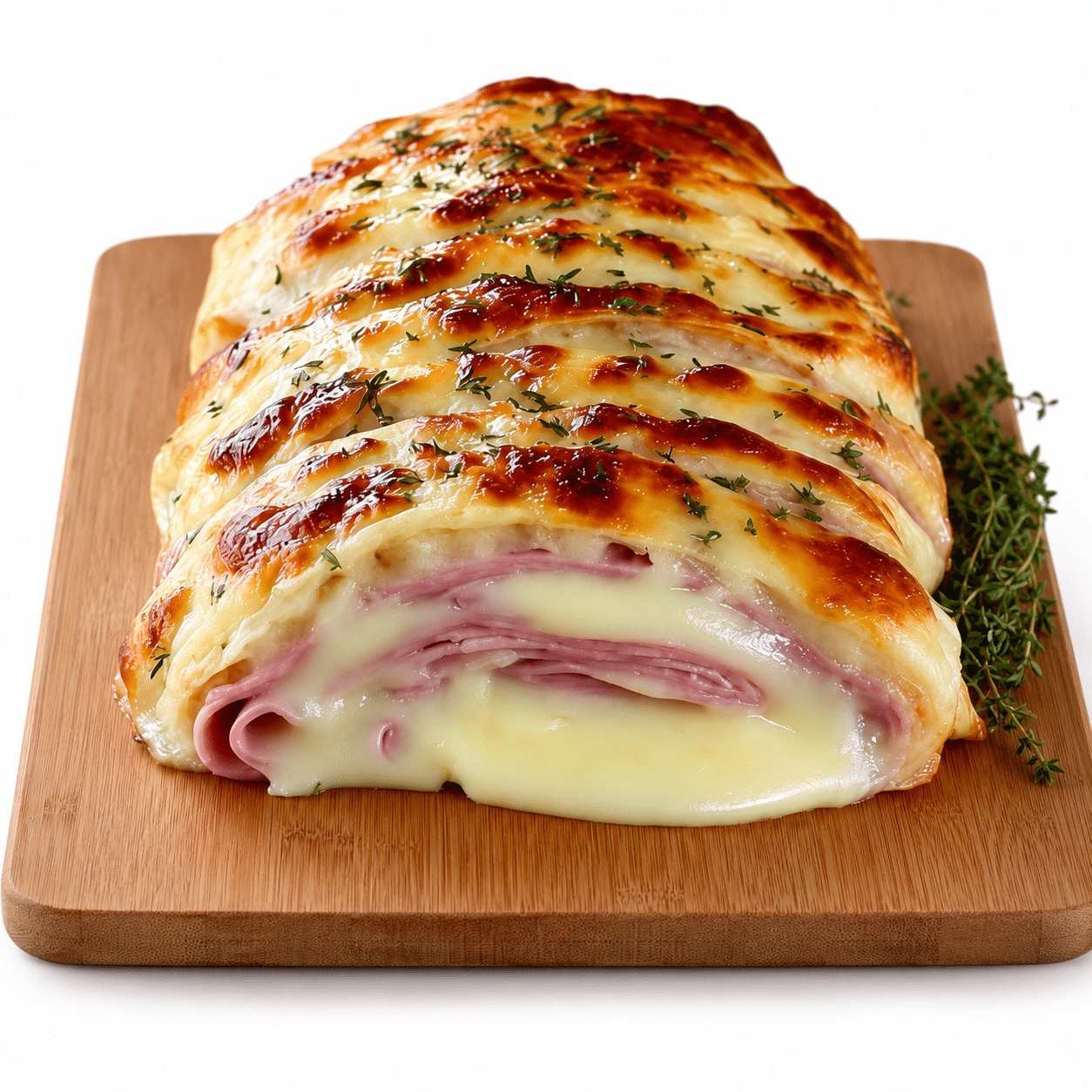 Roulé feuilleté tressé jambon & fromage