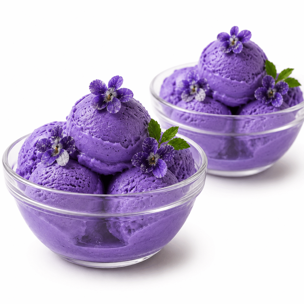 Crème glacée violette maison : onctueuse, florale et délicatement raffinée 4 Crème glacée violette maison