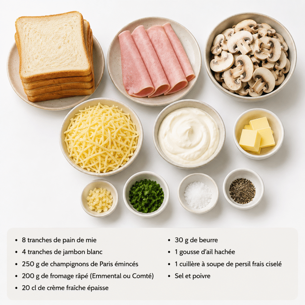 Croque forestier ultra fondant au jambon, champignons & fromage coulant : gourmand et irrésistible 2 Croque forestier ultra fondant au jambon