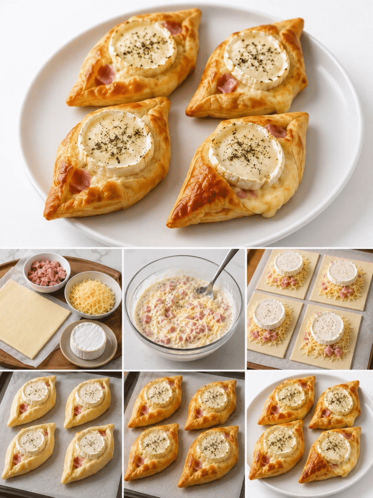 Feuilletés jambon-chèvre en chaussons, moutarde et herbes : croustillants, gourmands et irrésistibles 3 Feuilletés jambon