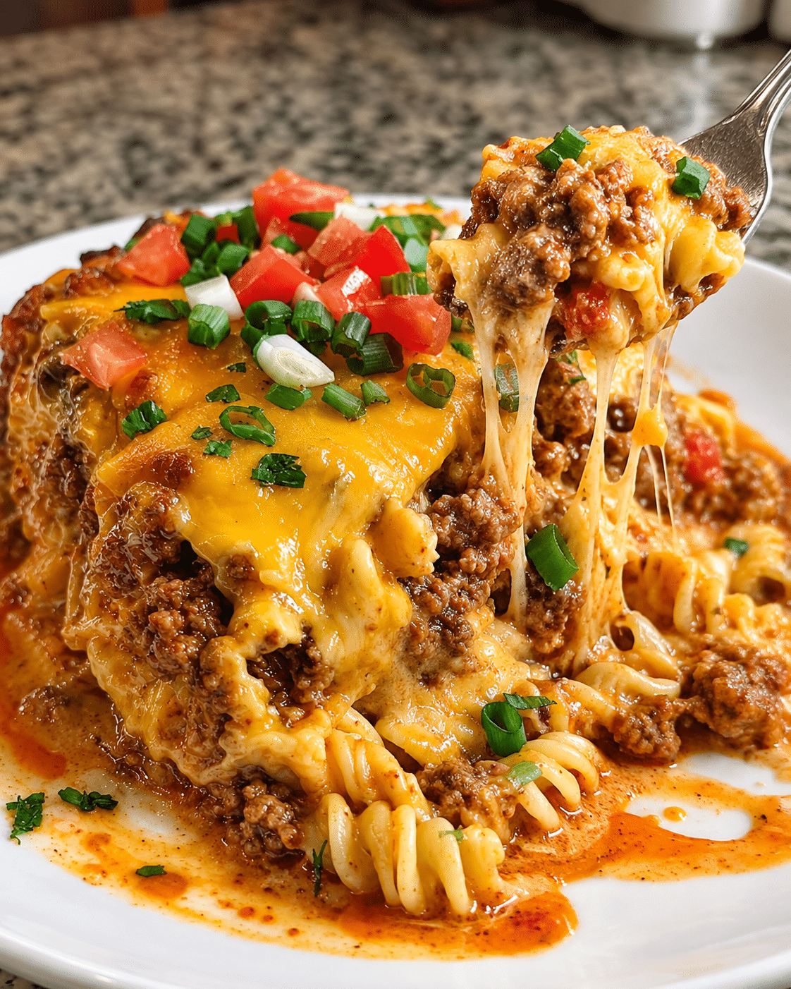 Home 1 Cheesy Taco Ground Beef Casserole Smothered in Velveeta Cream