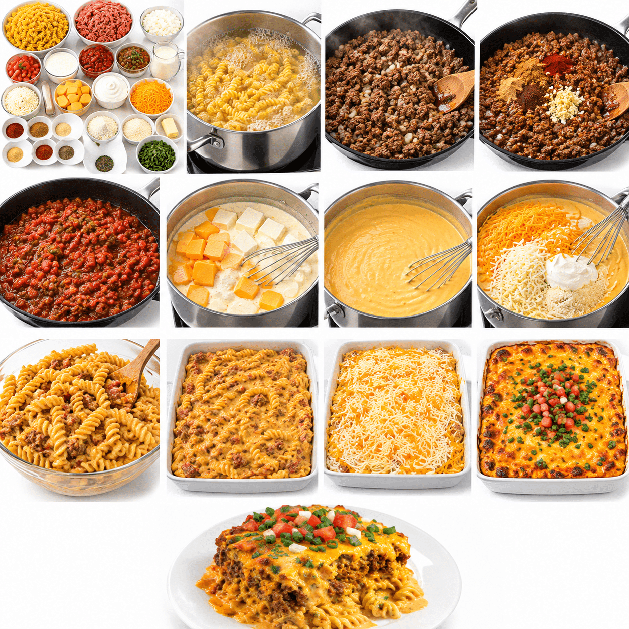 Cheesy Taco Ground Beef Casserole Smothered in Velveeta Cream