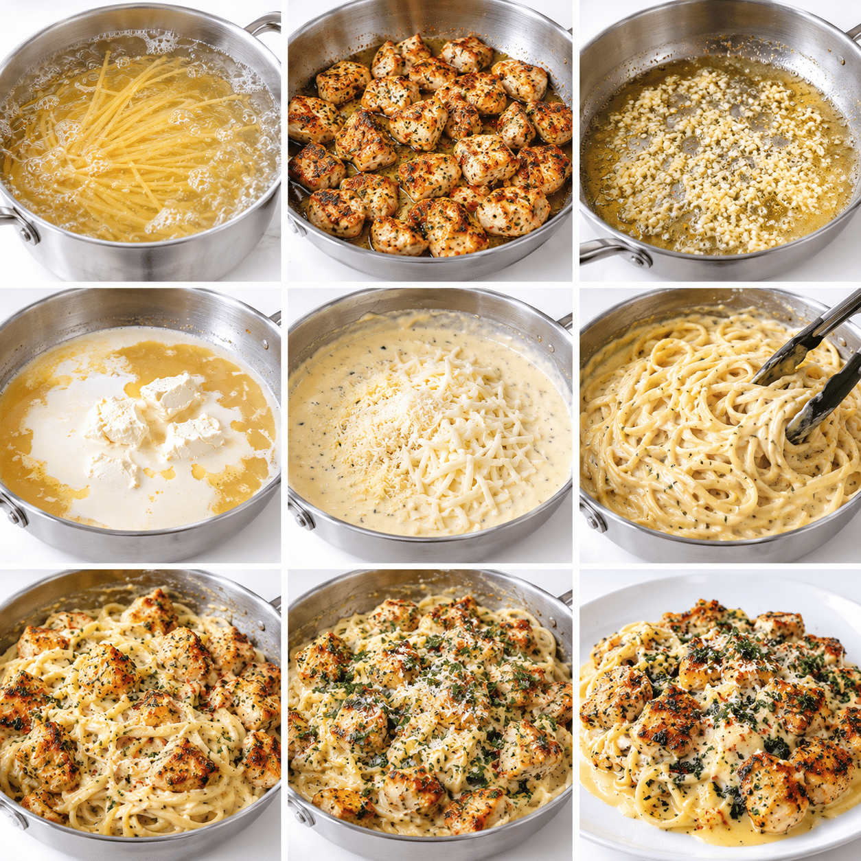 Garlic Parmesan Chicken Spaghetti in Cheesy Mozzarella Sauce