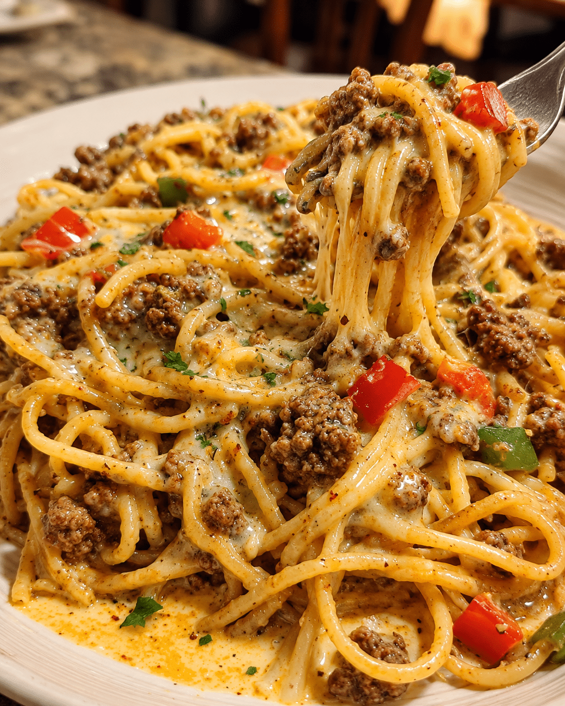 Home 1 Spaghetti Smothered in Cajun Garlic Butter Cream Cheese Sauce