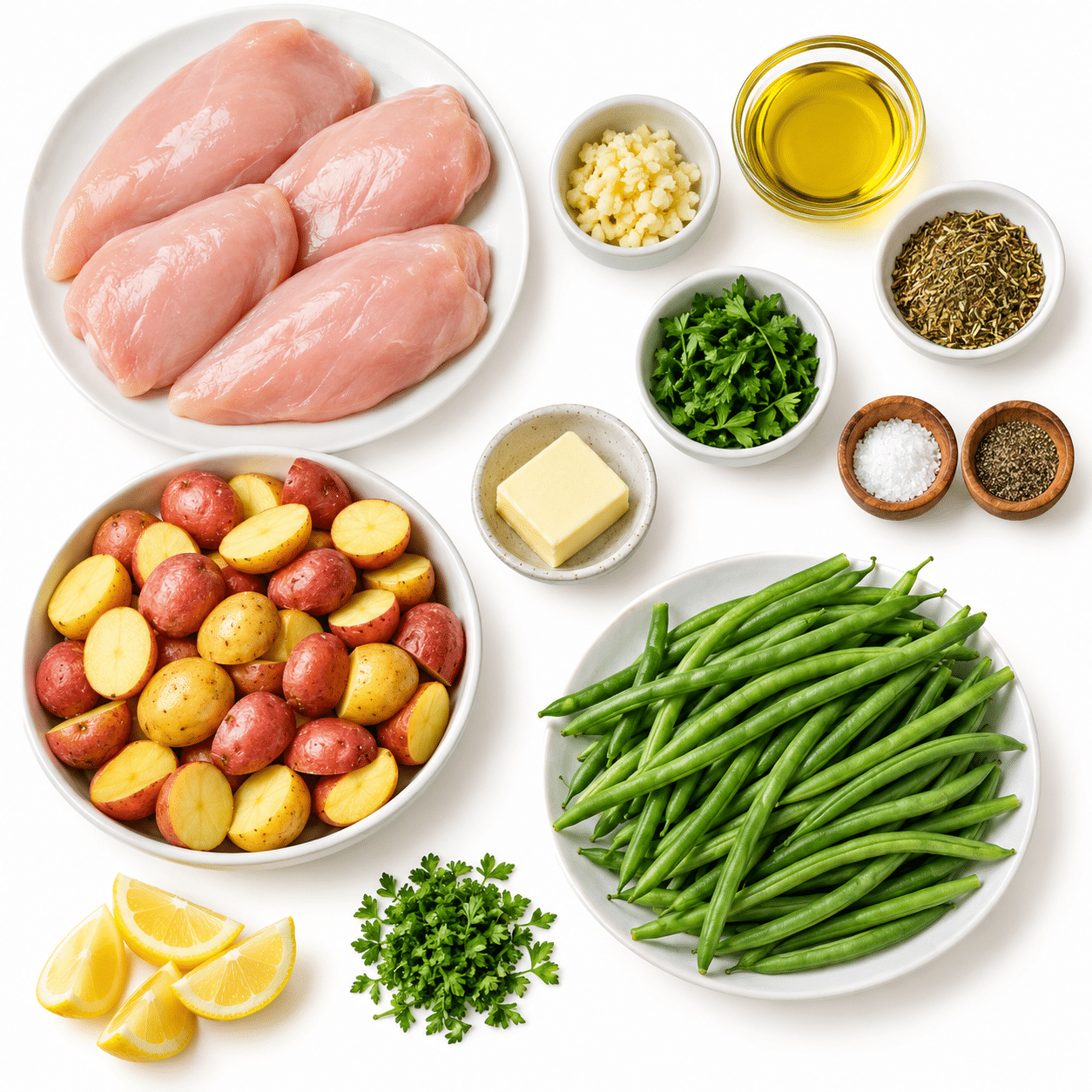 Chicken with Garlic Potatoes and Green Beans Chicken with Garlic Potatoes and Green Beans