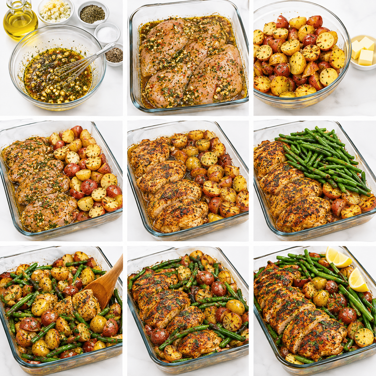 Chicken with Garlic Potatoes and Green Beans