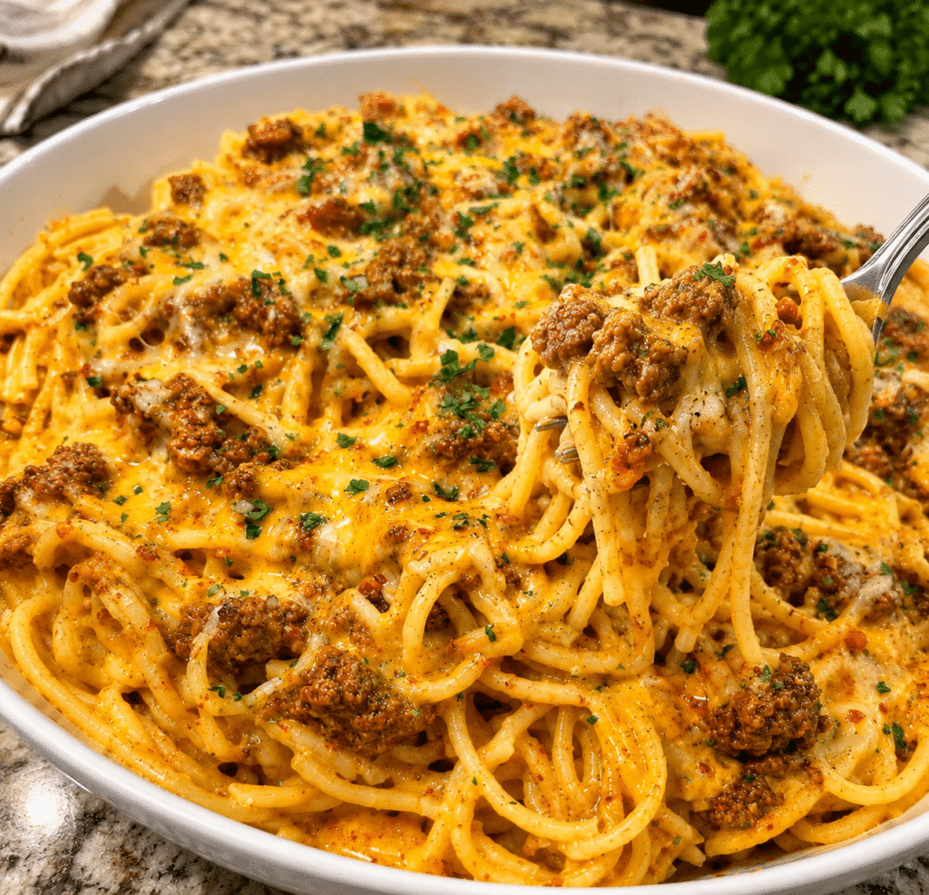Creamy Beef Spaghetti in Tomato Mozzarella Sauce