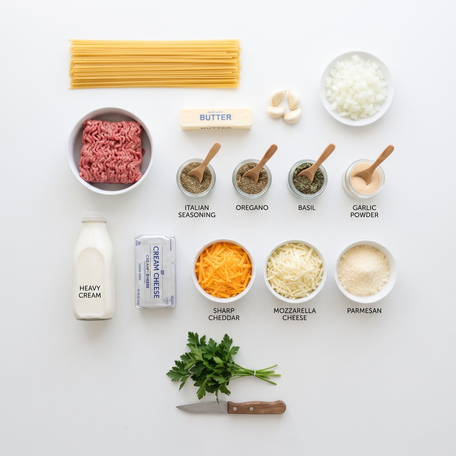 Cheesy Italian Herb Beef Spaghetti in Four-Cheese Cream Sauce Cheesy Italian Herb Beef Spaghetti in Four-Cheese Cream Sauce