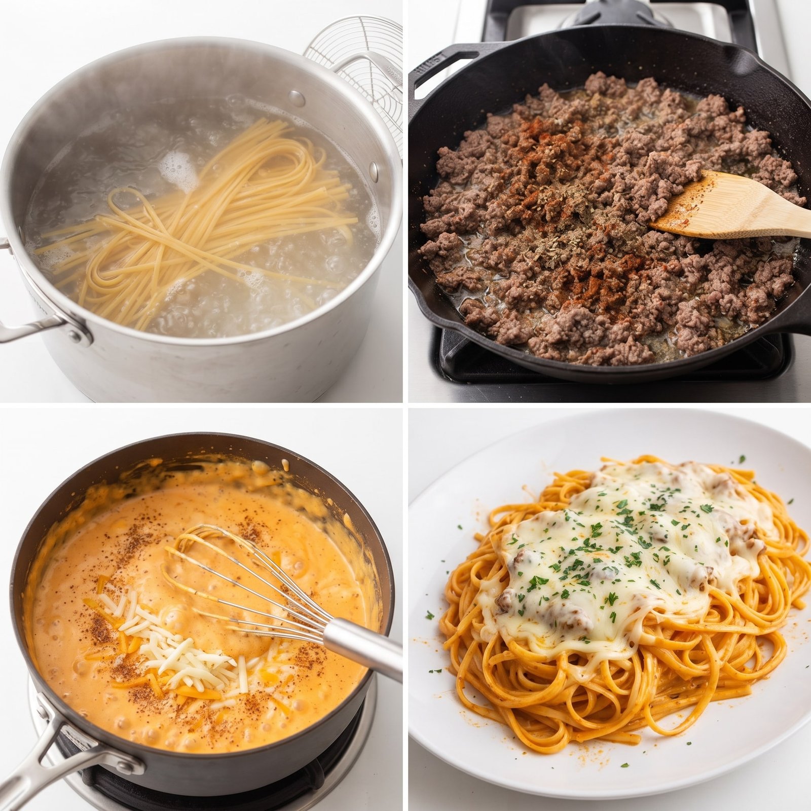 Creamy Cajun Beef Linguine with Five-Cheese Sauce
