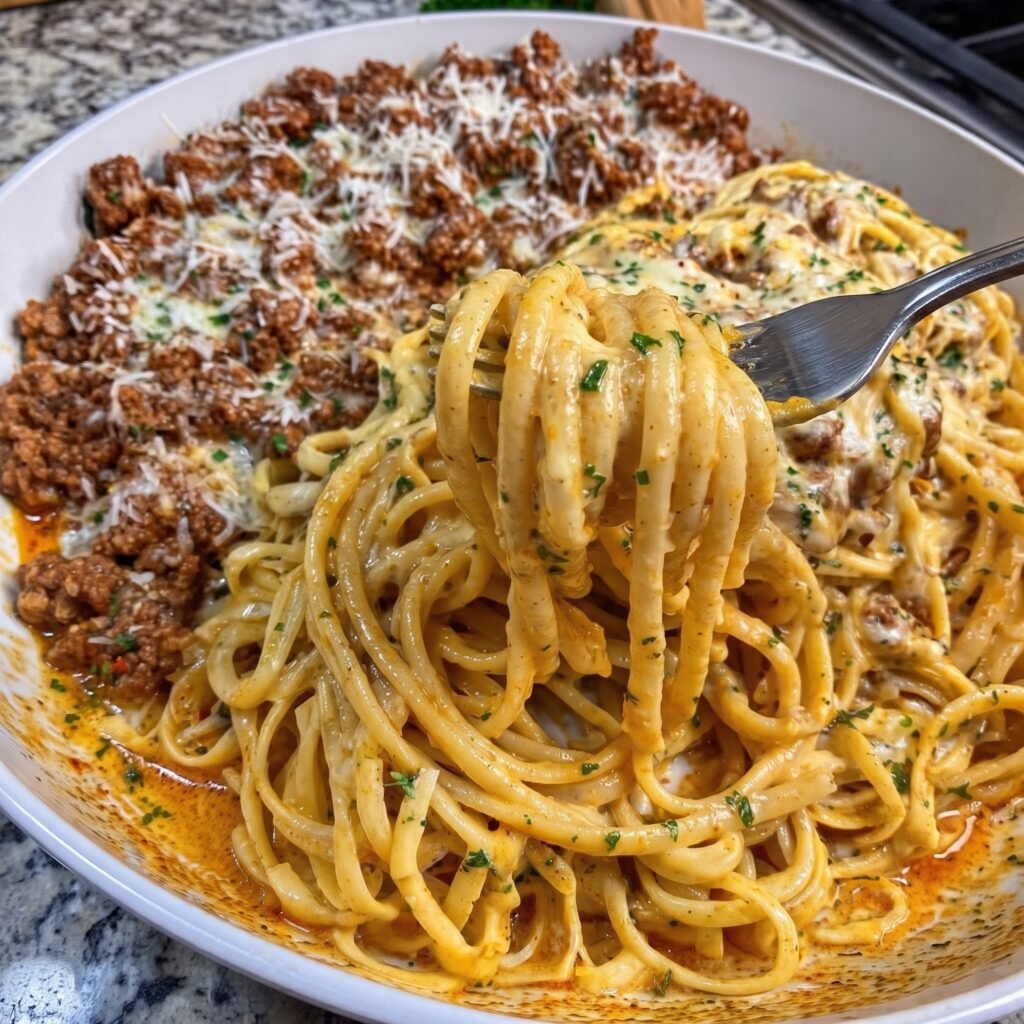 Creamy Cajun Beef Linguine with Five-Cheese Sauce