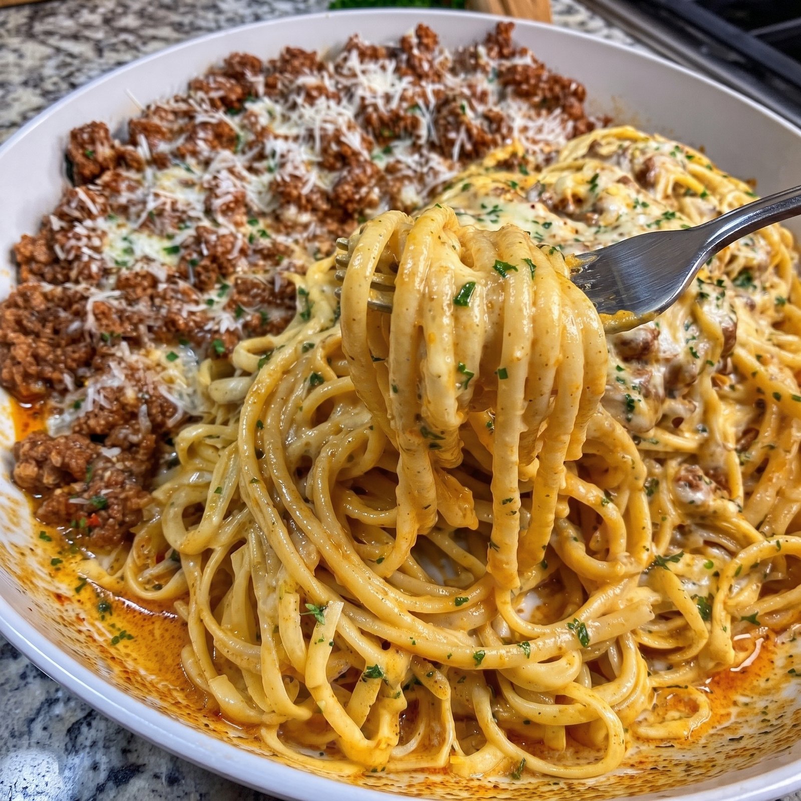 Creamy Cajun Beef Linguine with Five-Cheese Sauce