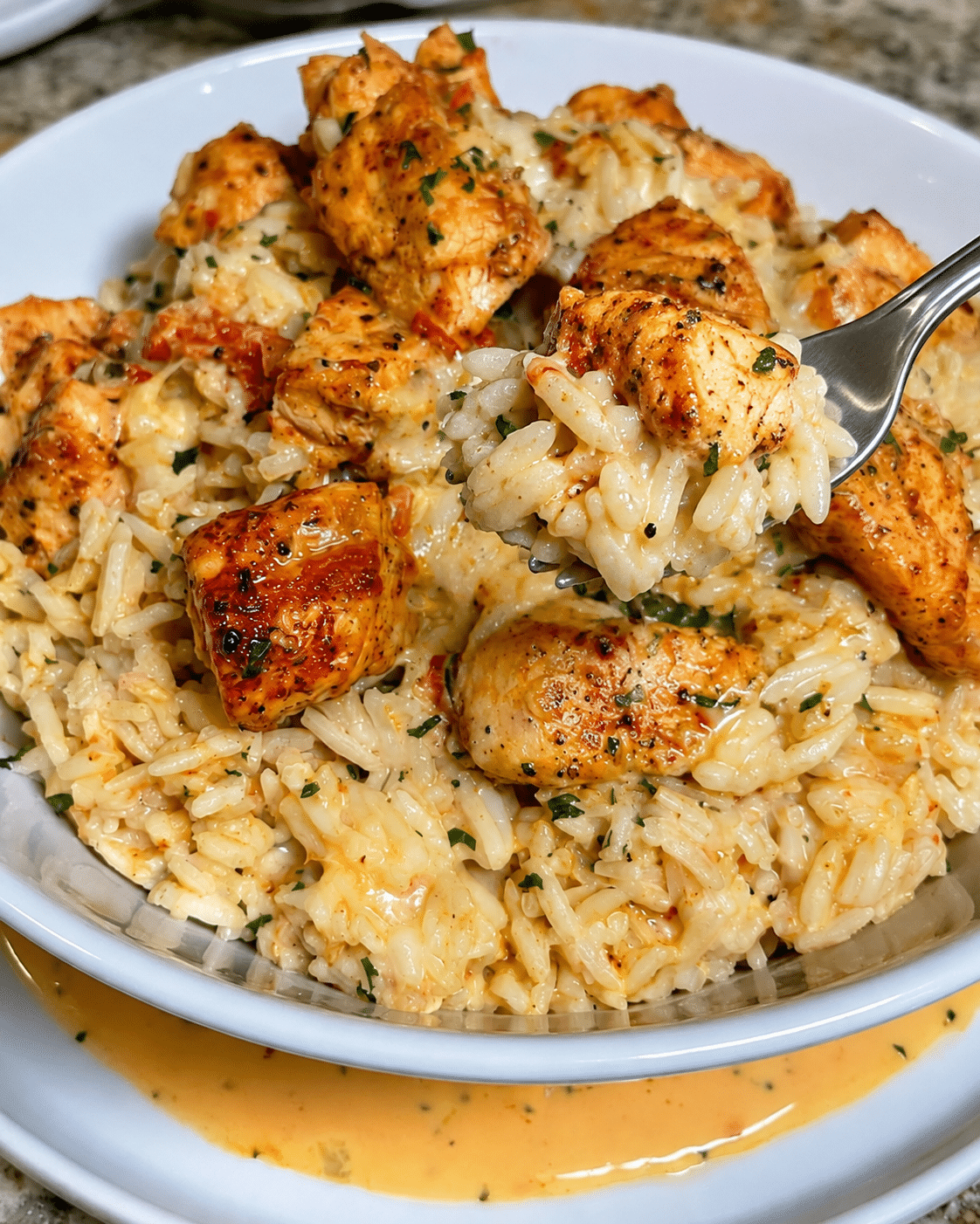 Creamy Cajun Chicken Rice with Mozzarella and Parmesan