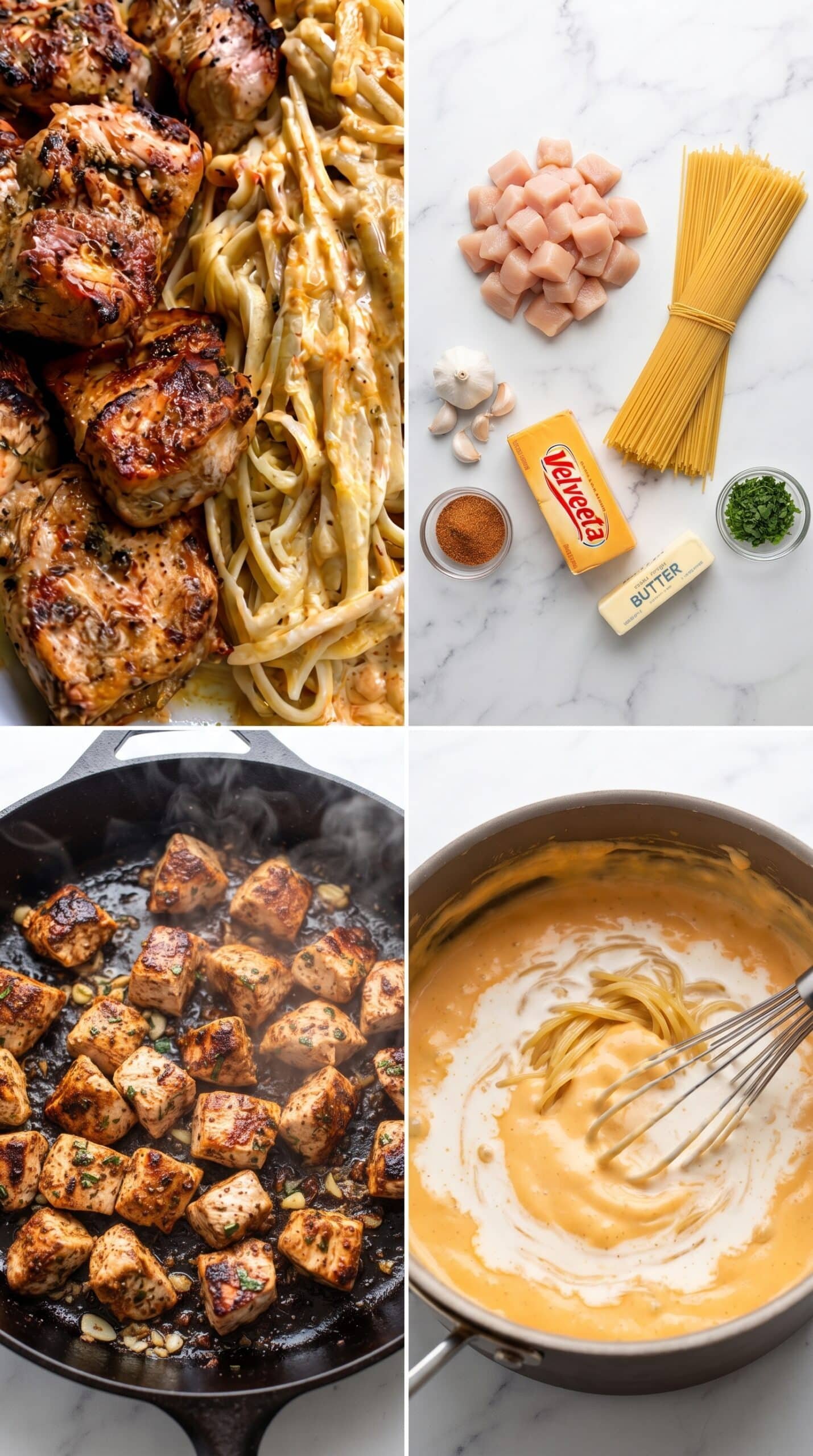 Garlic Butter Cajun Chicken with Creamy Cajun Alfredo Spaghetti