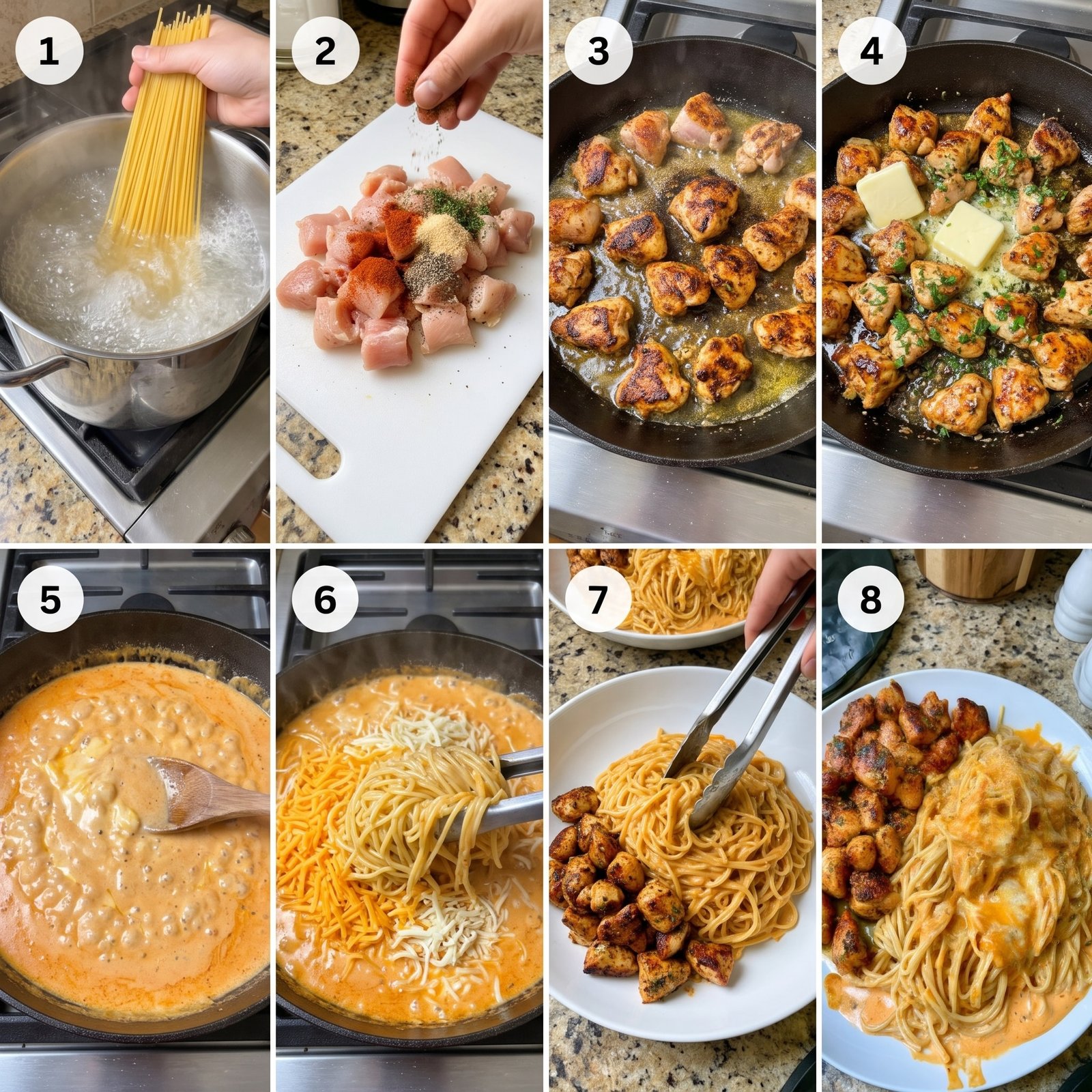 Creamy Velveeta Cheddar Chicken Spaghetti
