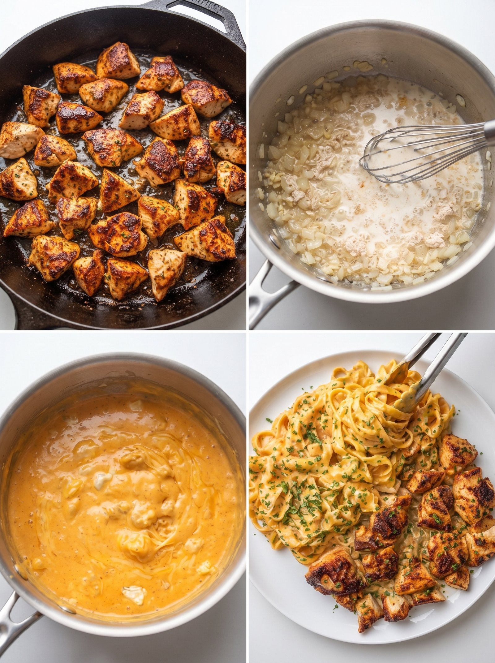 Chicken Fettuccine in Creamy Four-Cheese Sauce