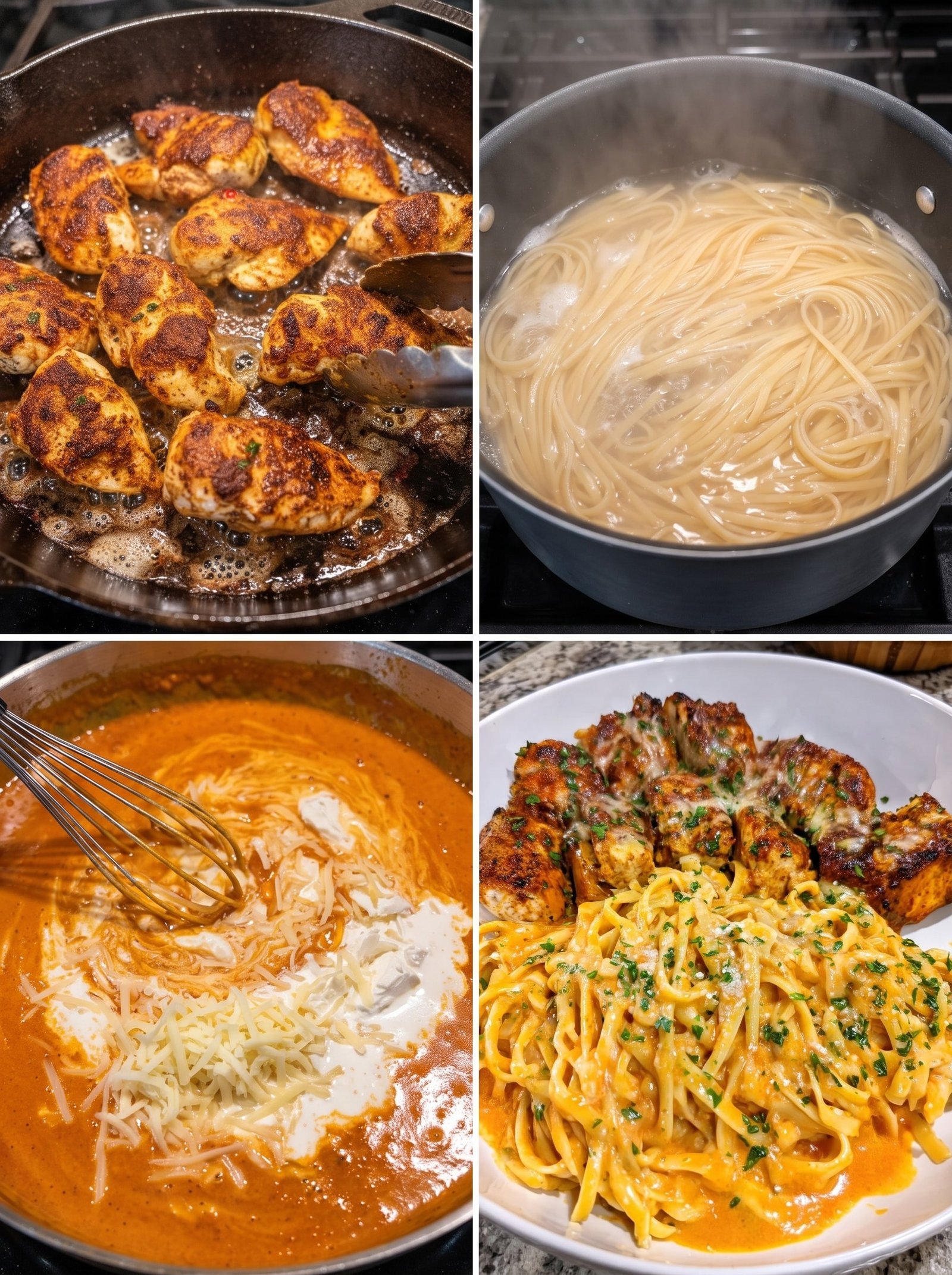 Chicken Linguine in Three-Cheese Alfredo