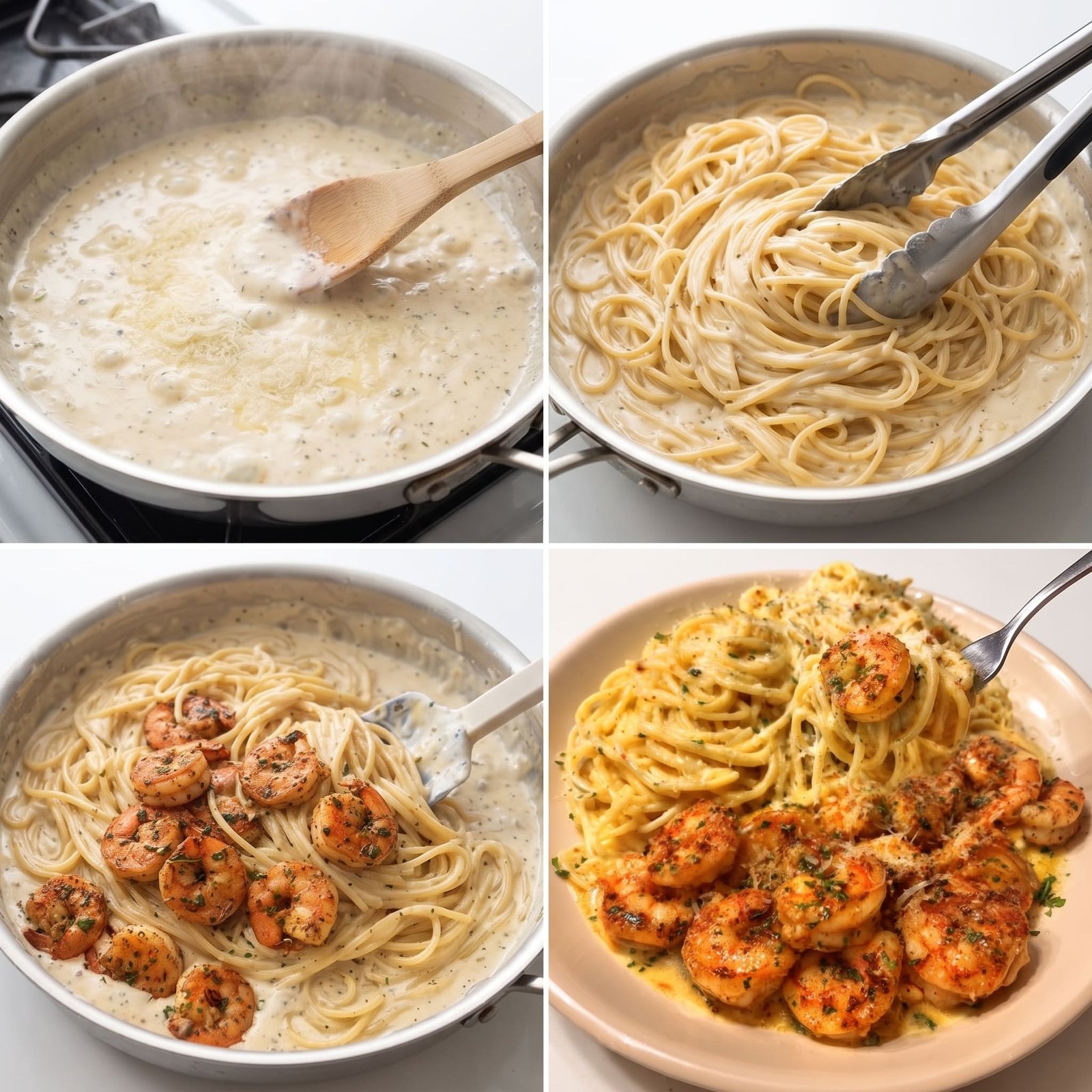 Cajun Garlic Shrimp with Creamy Garlic Parmesan Spaghetti