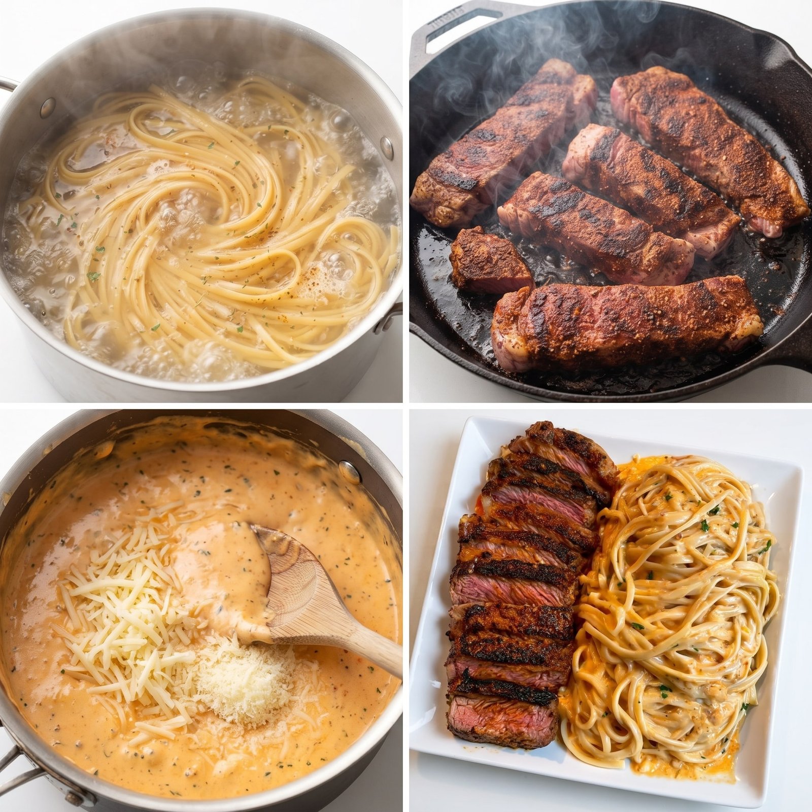 Cajun Steak Linguine with Monterey Jack Alfredo