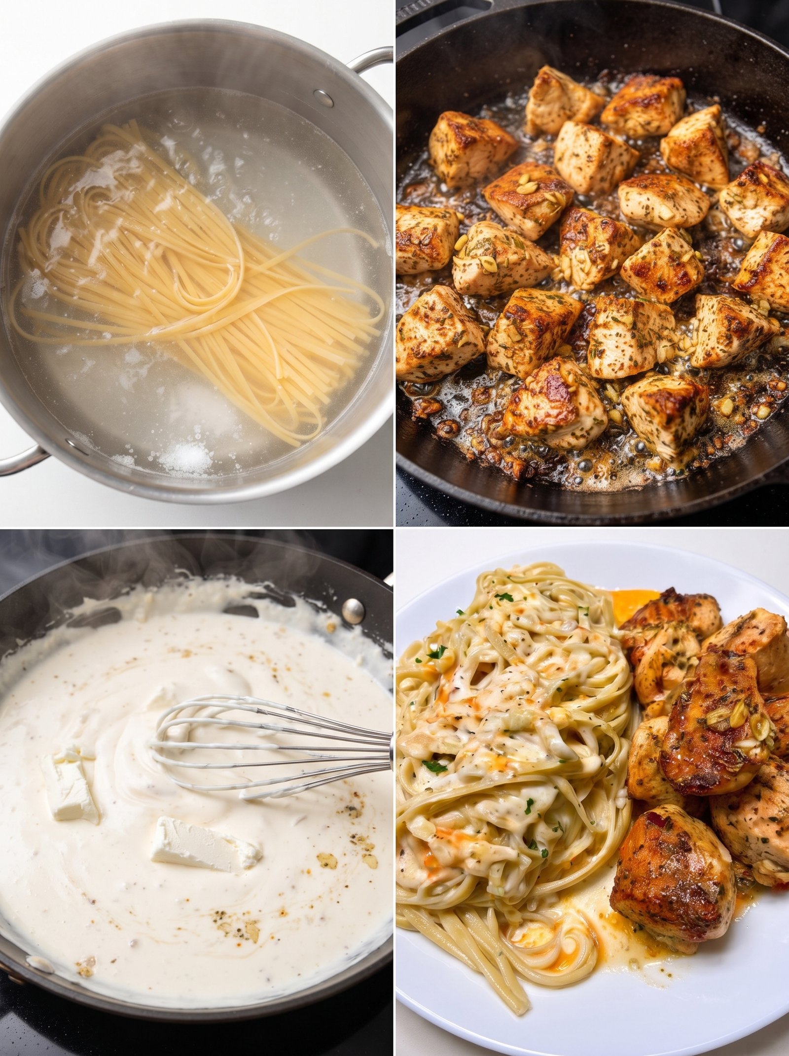 Garlic Butter Chicken Linguine with White Cheddar Parmesan