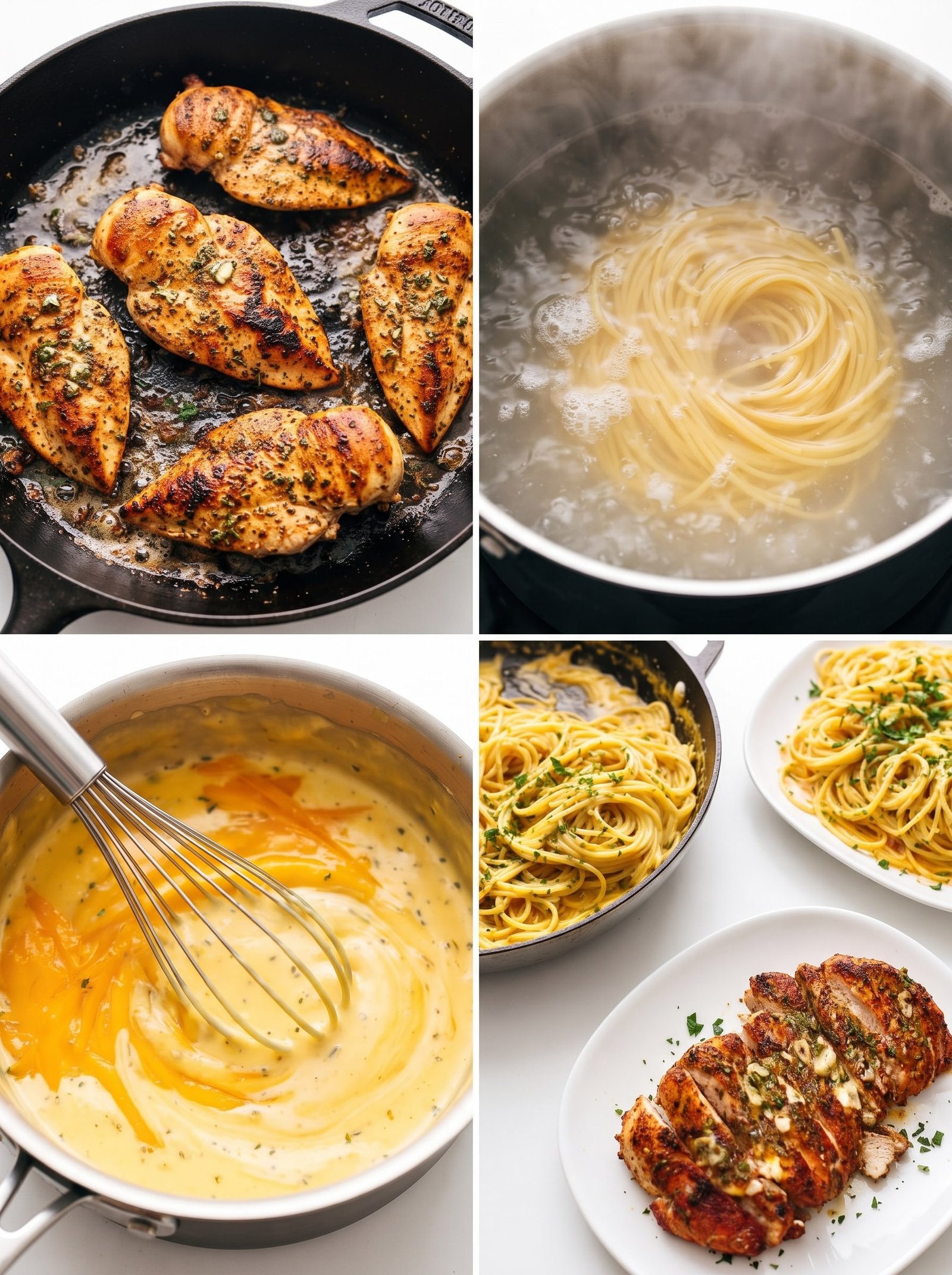 Mozzarella Chicken with Creamy Spaghetti Cheddar