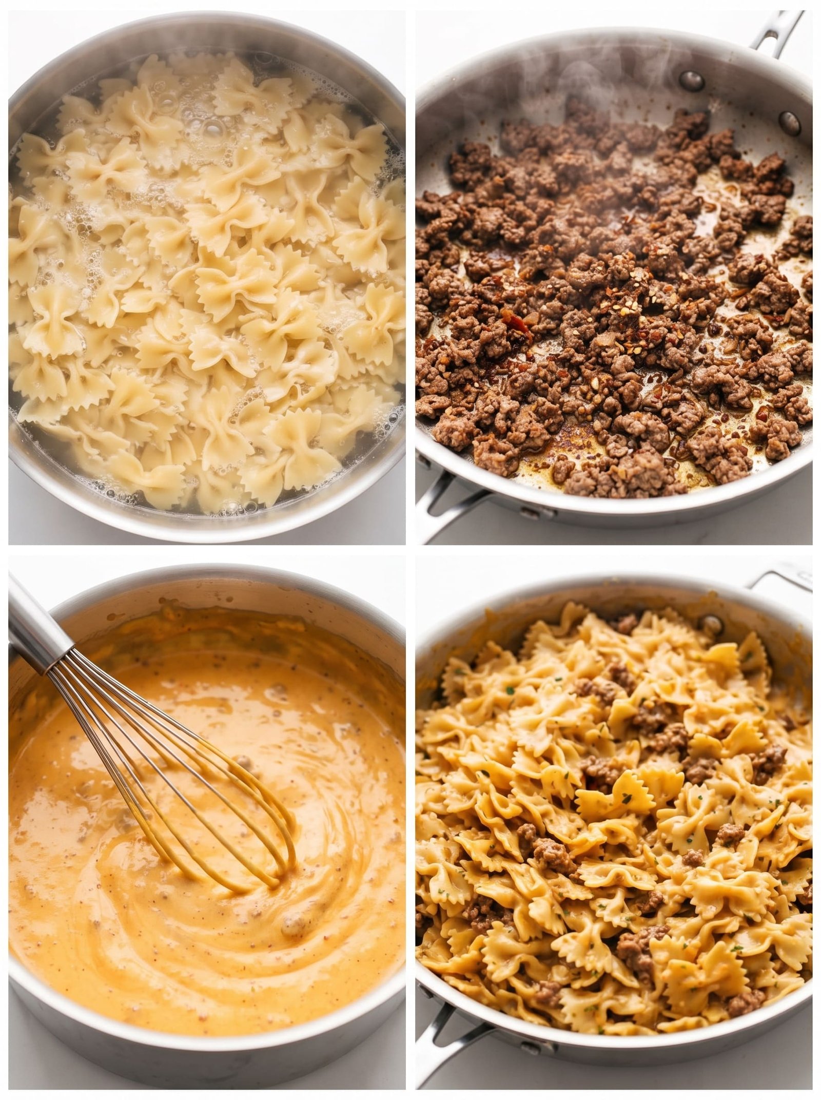 Cheesy Garlic Butter Beef Bowties with Creamy Mozzarella Sauce