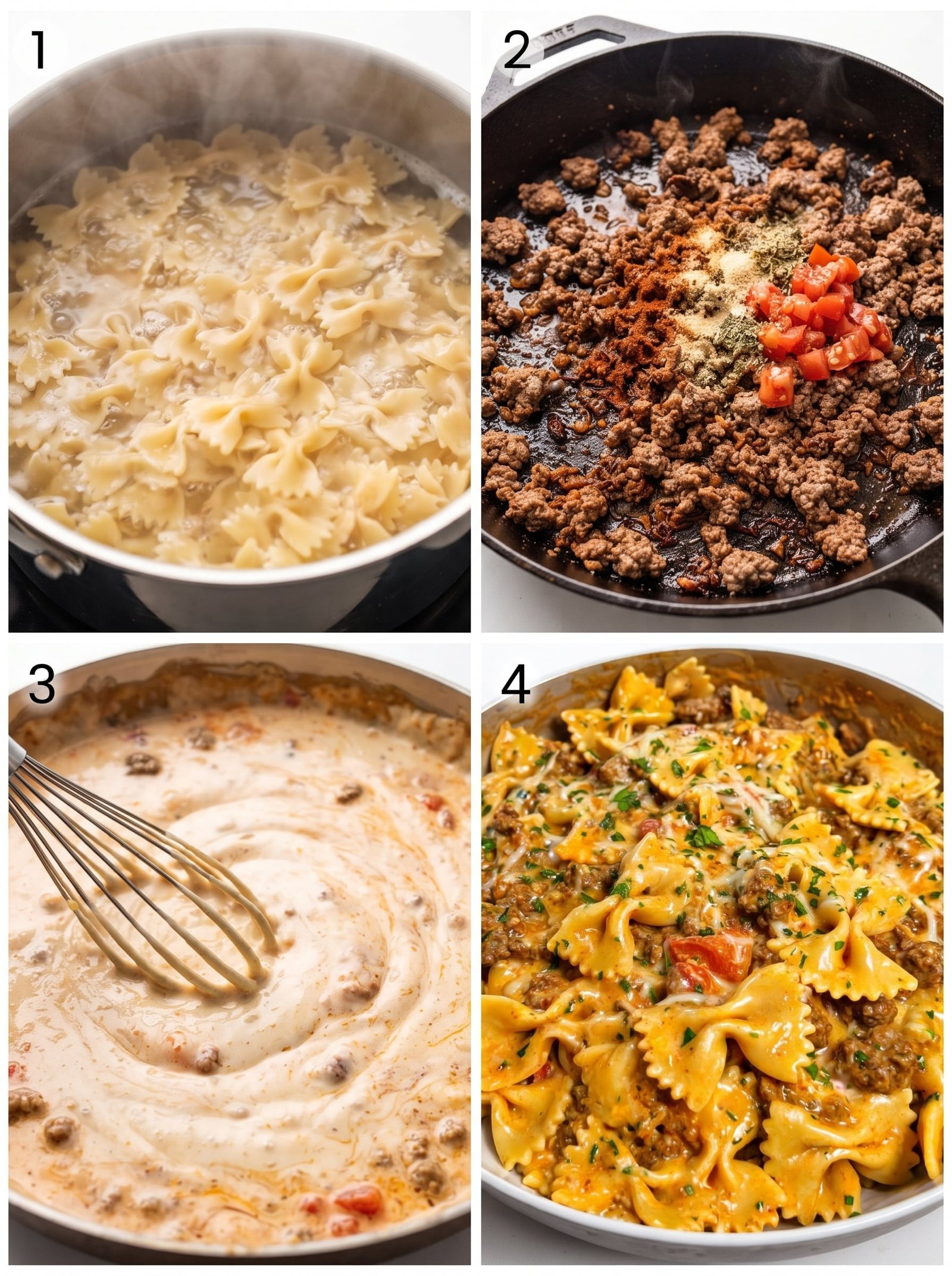 Cheesy Garlic Butter Beef Bowties in Velvety Parmesan Rotel Cream