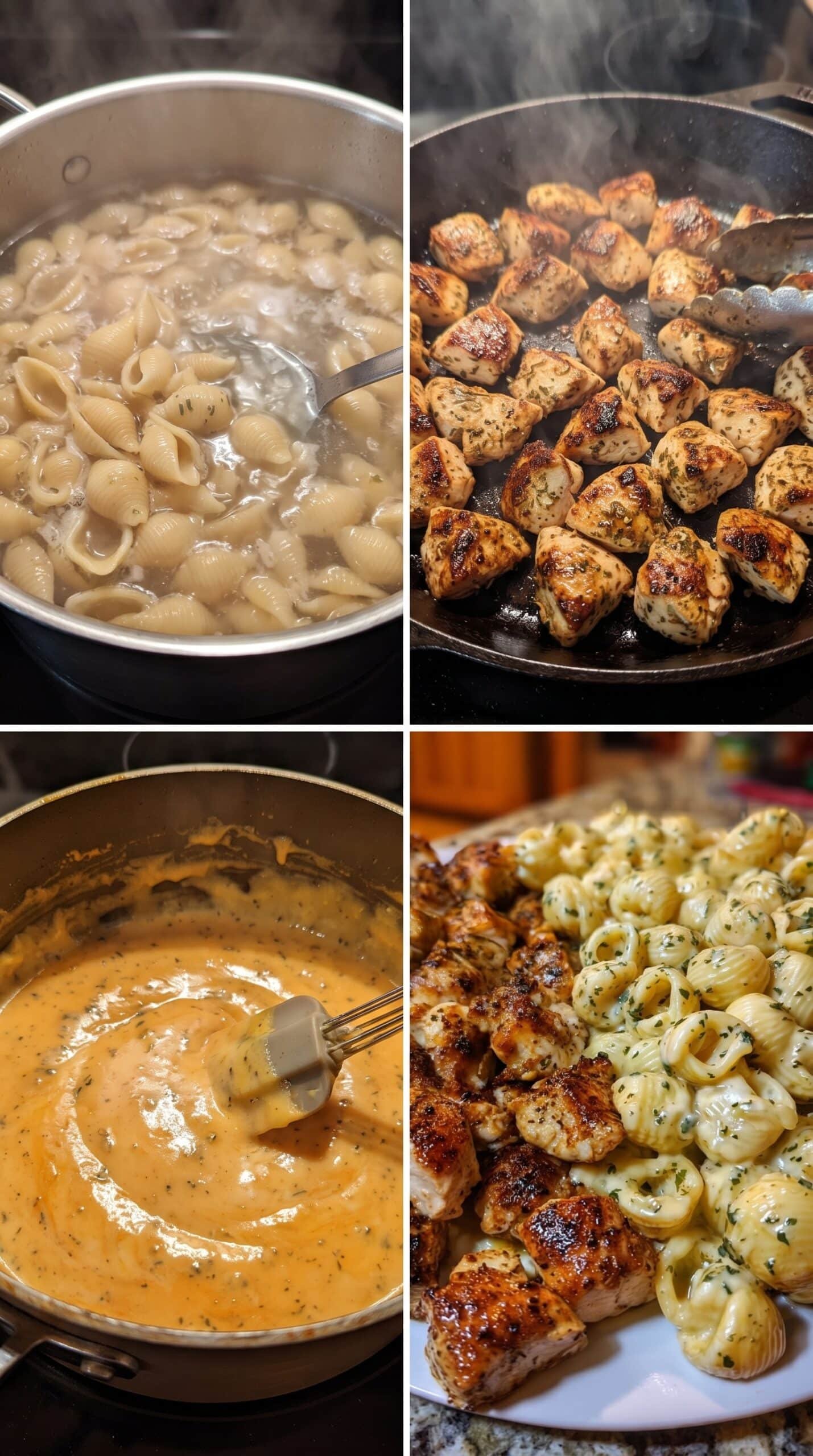 Garlic Butter Chicken Shell Pasta in Creamy