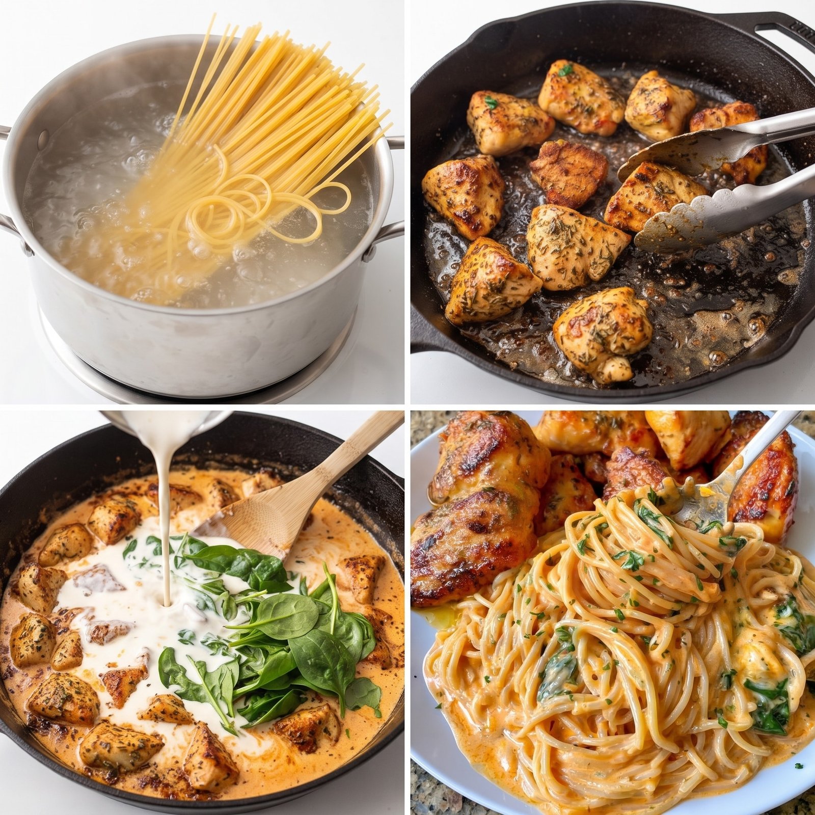 Spinach Chicken Spaghetti with Mozzarella