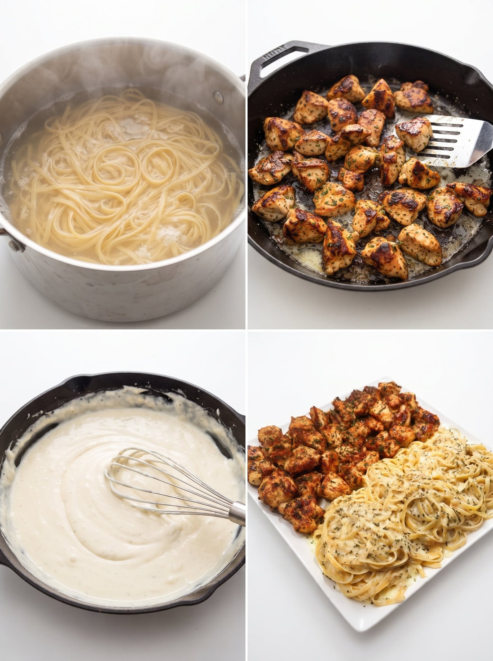Garlic Herb Chicken with Creamy Parmesan Mozzarella Linguine