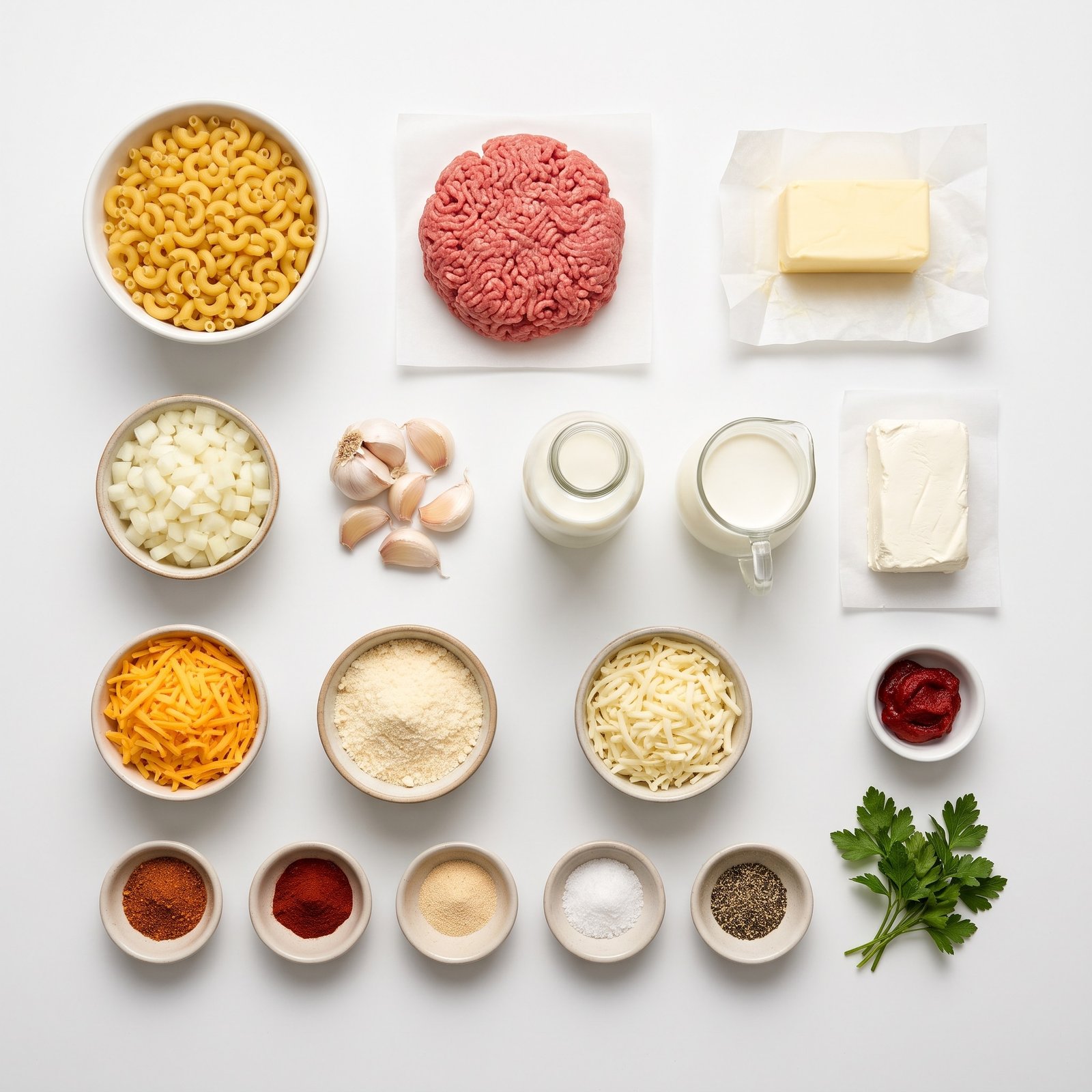 Cajun Ground Beef Elbow Macaroni in Cheddar Parmesan Cream Sauce