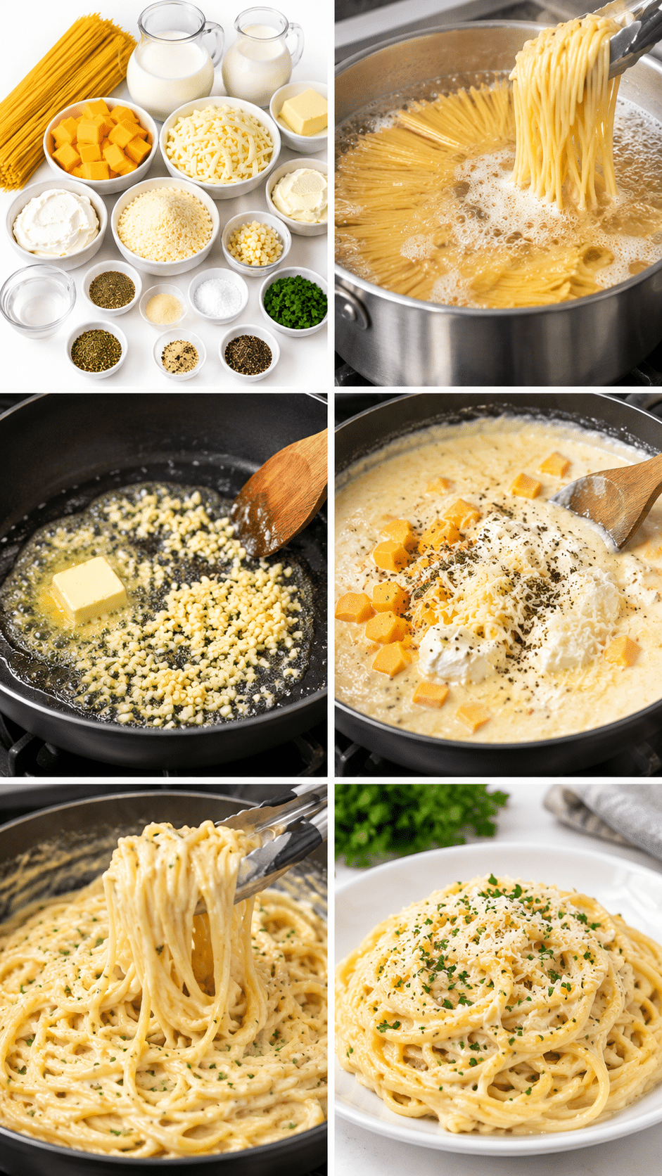 Creamy Four-Cheese Garlic Parmesan Spaghetti
