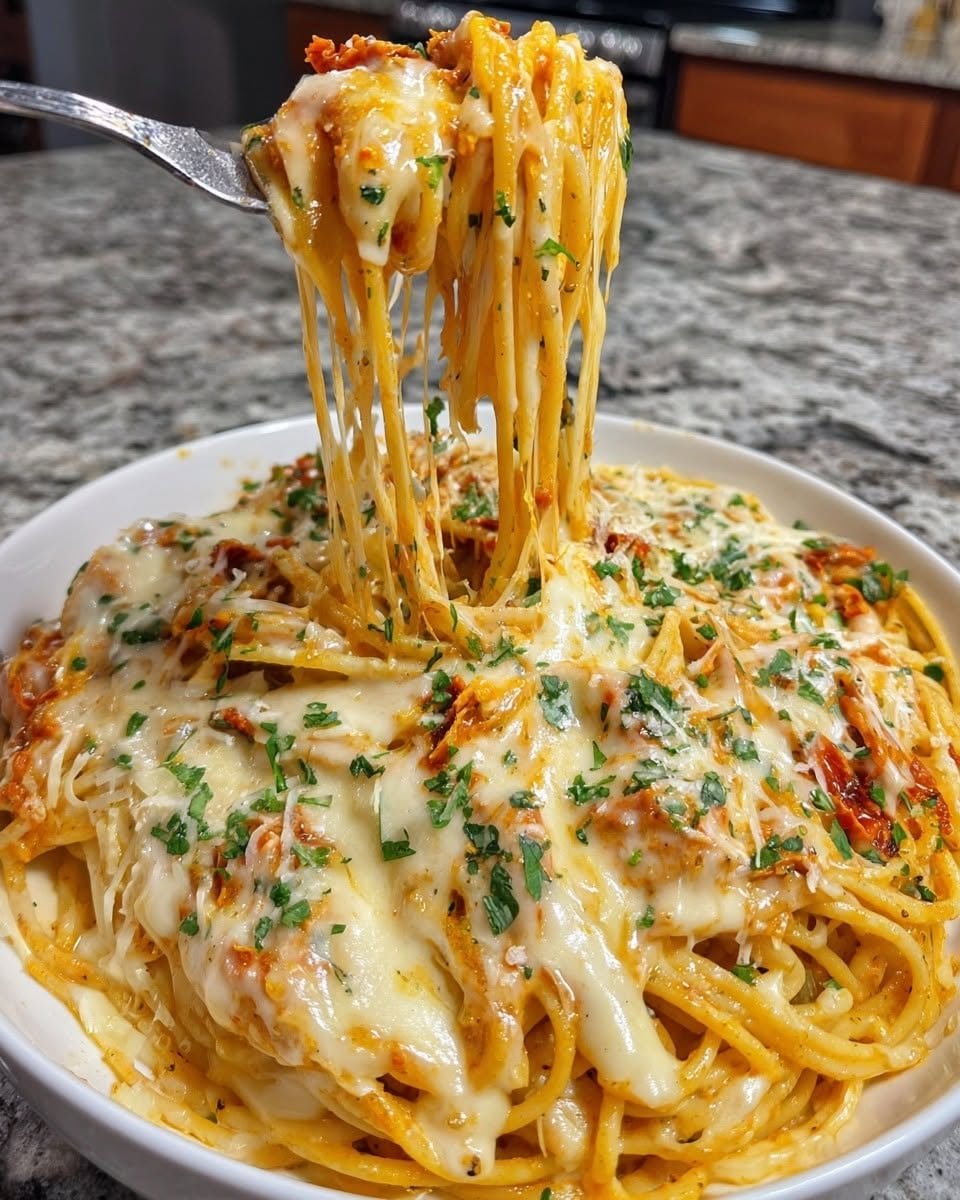 Home 4 Creamy Sun-Dried Tomato Garlic Spaghetti