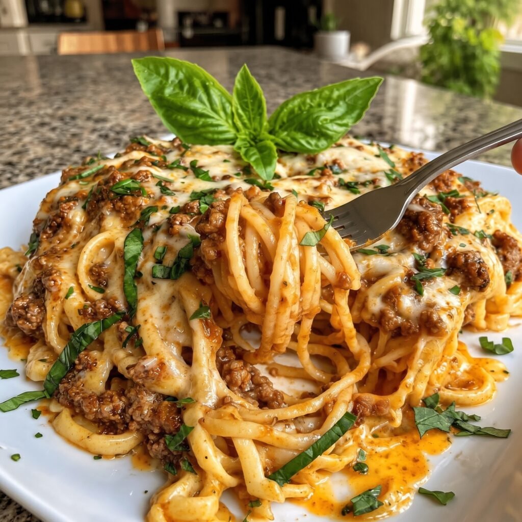 Garlic Butter Beef Linguine with Creamy Parmesan Cheese Sauce