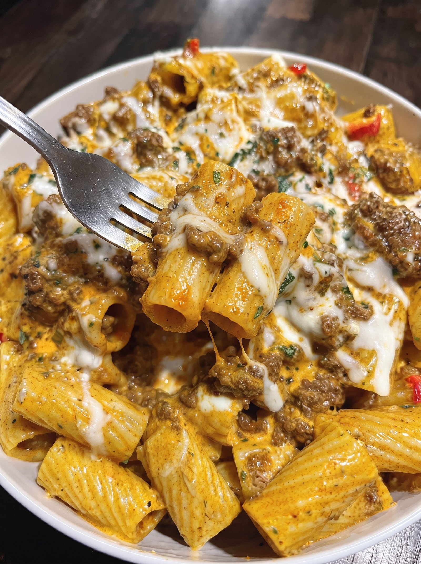 Home 1 Ground Beef Rigatoni in Creamy Three-Cheese