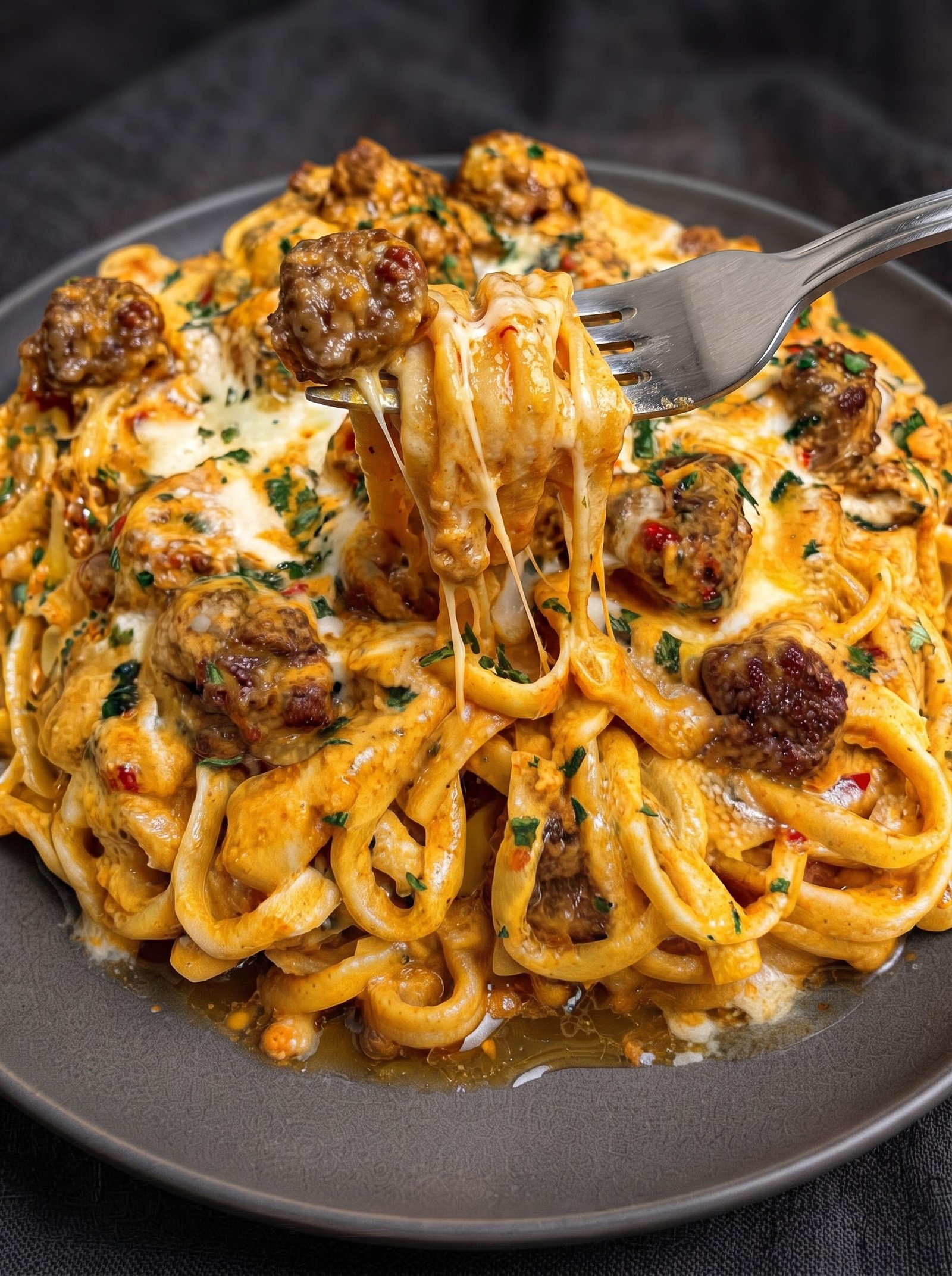Velveeta Beef Linguine in Cheesy Marinara Sauce